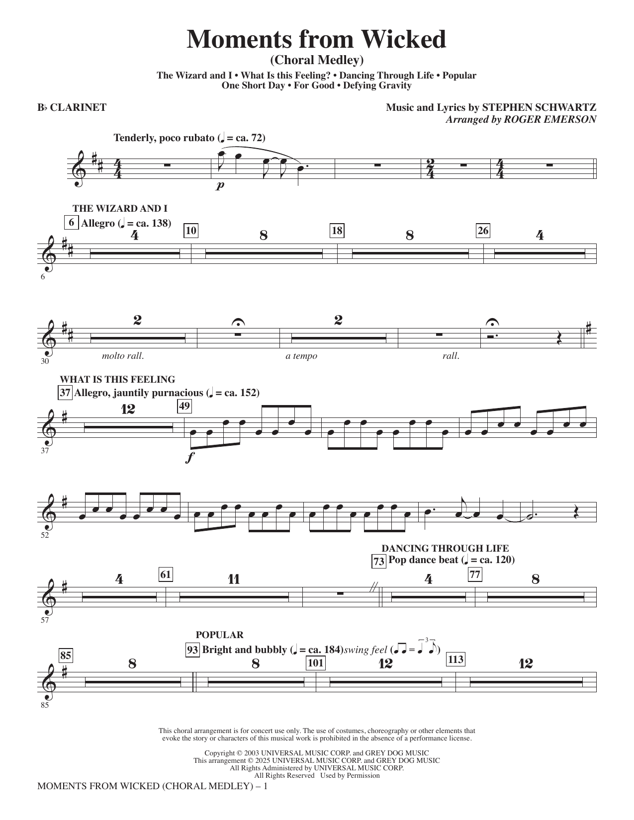 Moments from Wicked (Choral Medley) - Bb Clarinet: Choral Instrumental Pak