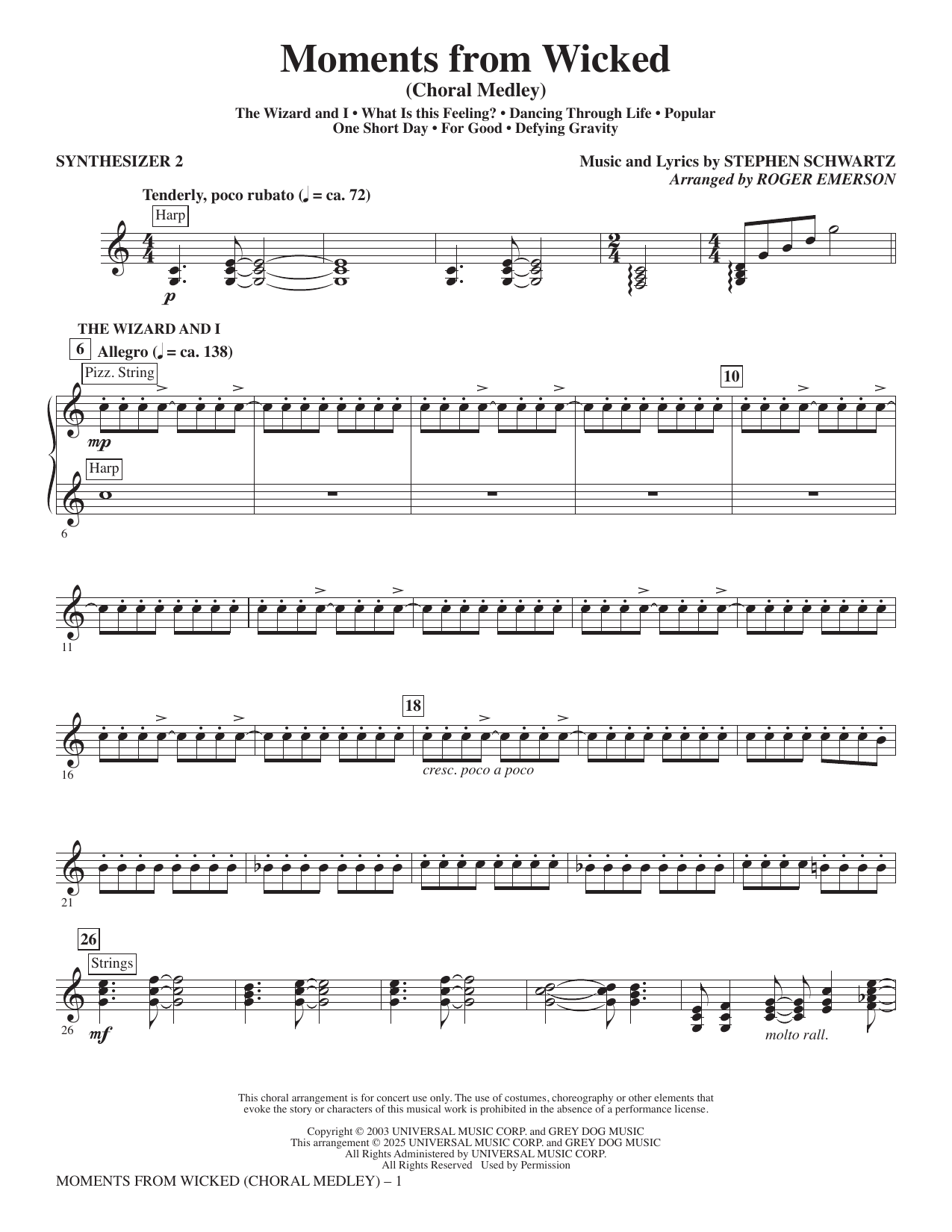 Moments from Wicked (Choral Medley) - Synthesizer II: Choral Instrumental Pak