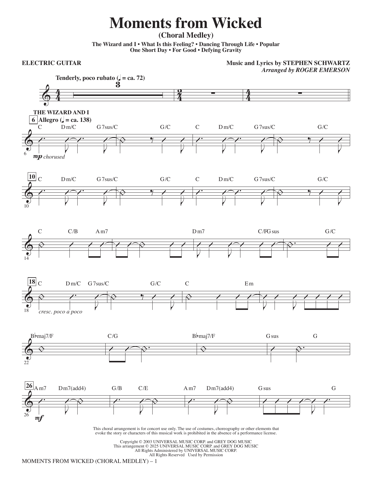 Moments from Wicked (Choral Medley) - Guitar 1: Choral Instrumental Pak