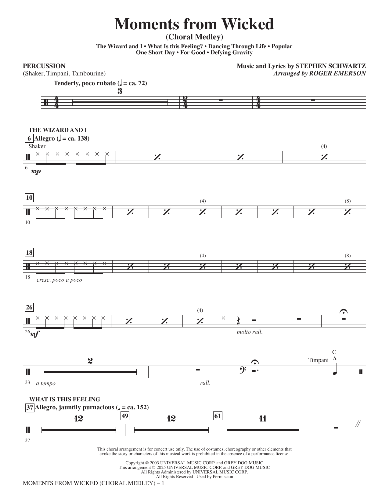 Moments from Wicked (Choral Medley) - Percussion: Choral Instrumental Pak