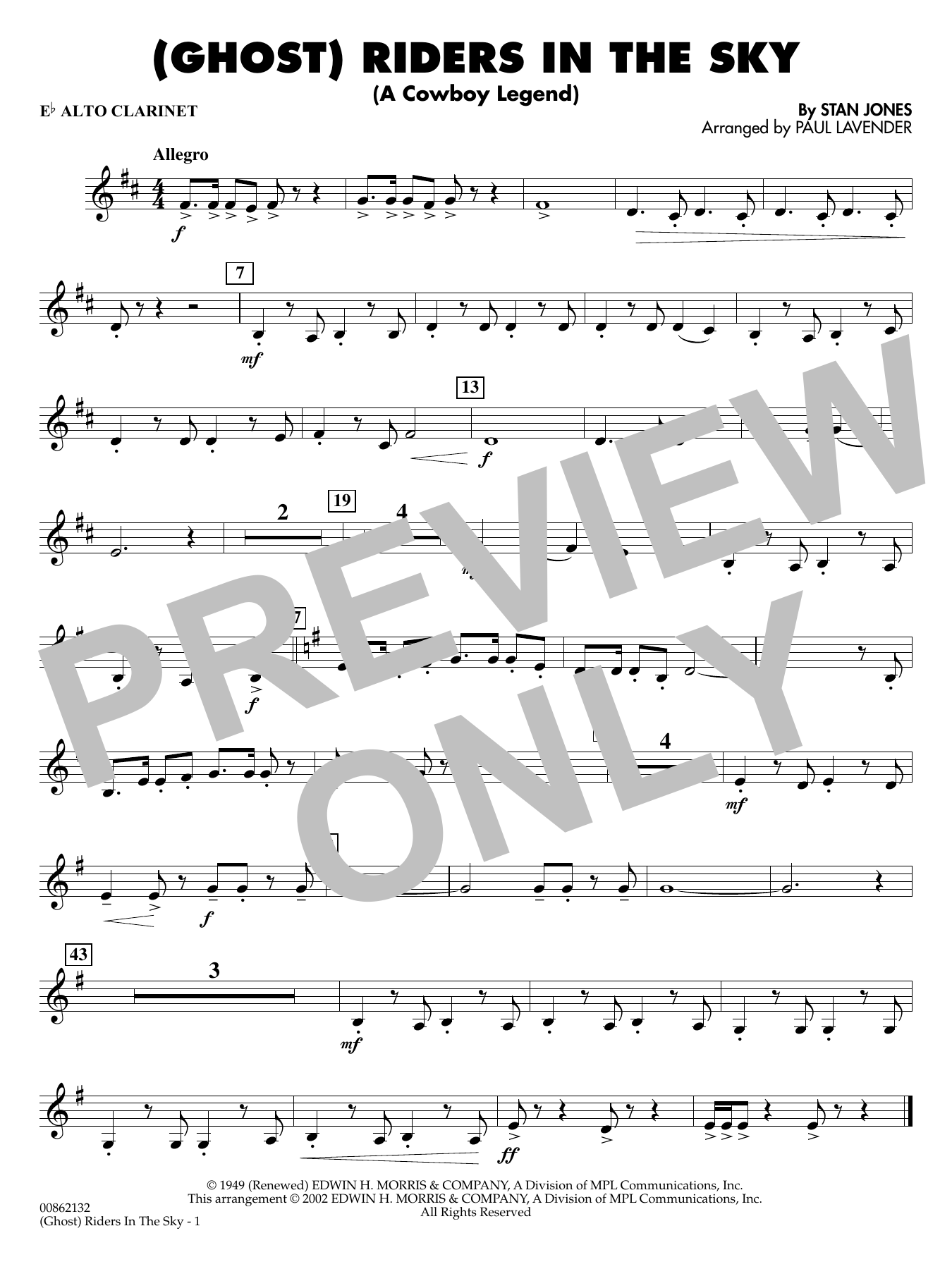 (Ghost) Riders in the Sky (arr. Paul Lavender) - Eb Alto Clarinet