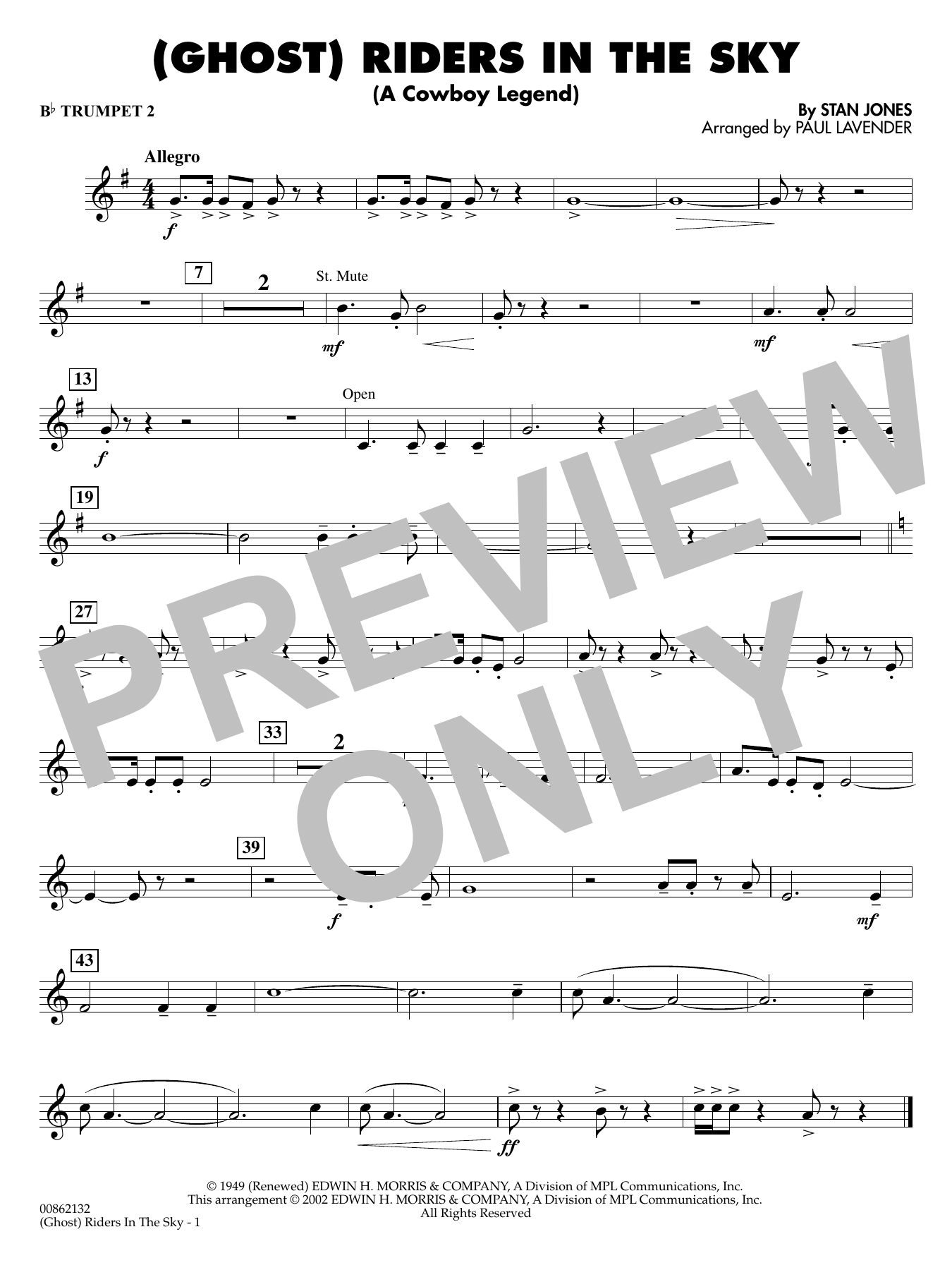 (Ghost) Riders in the Sky (arr. Paul Lavender) - Bb Trumpet 2