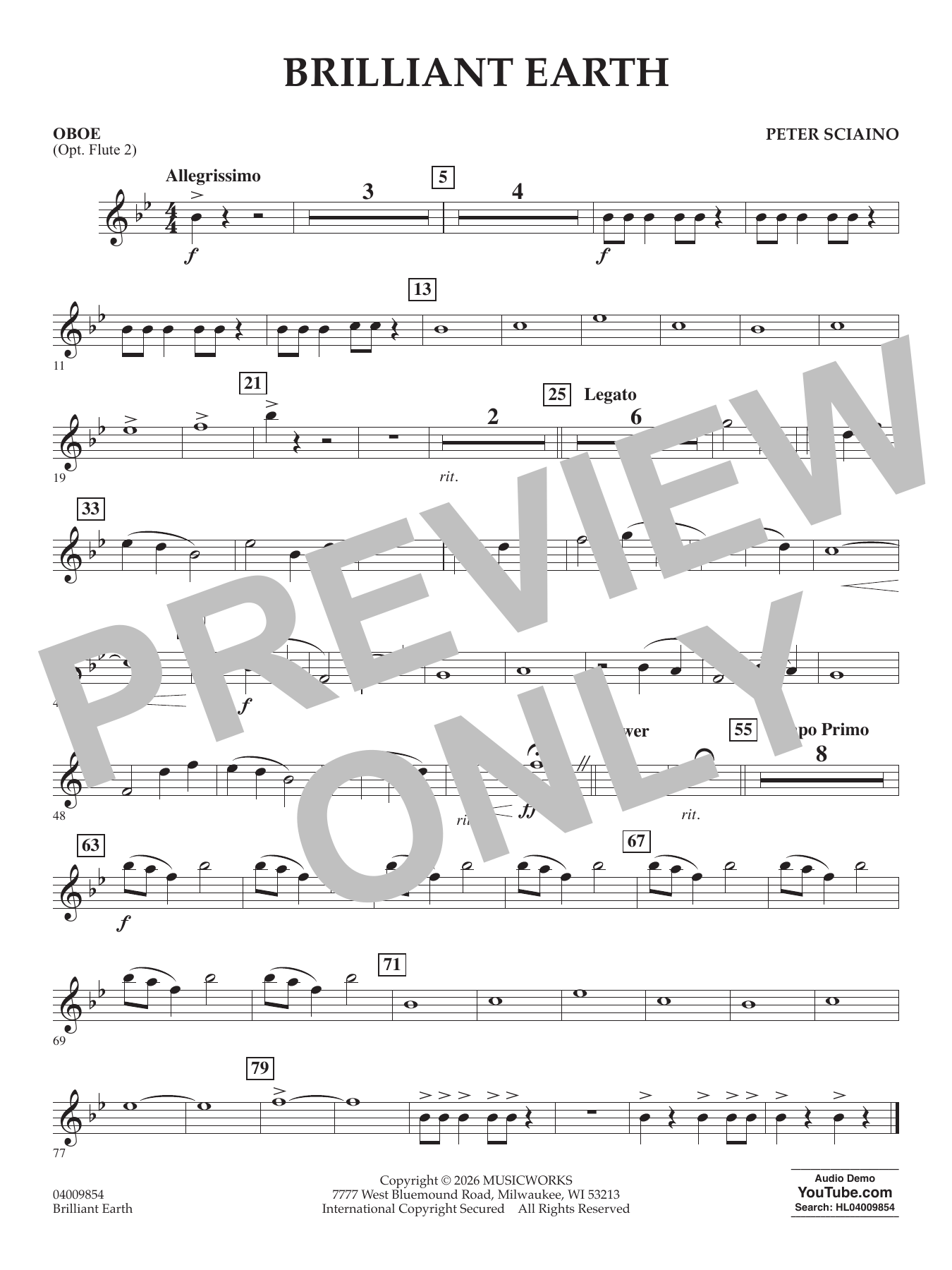 Brilliant Earth - Oboe (opt. Flute 2)