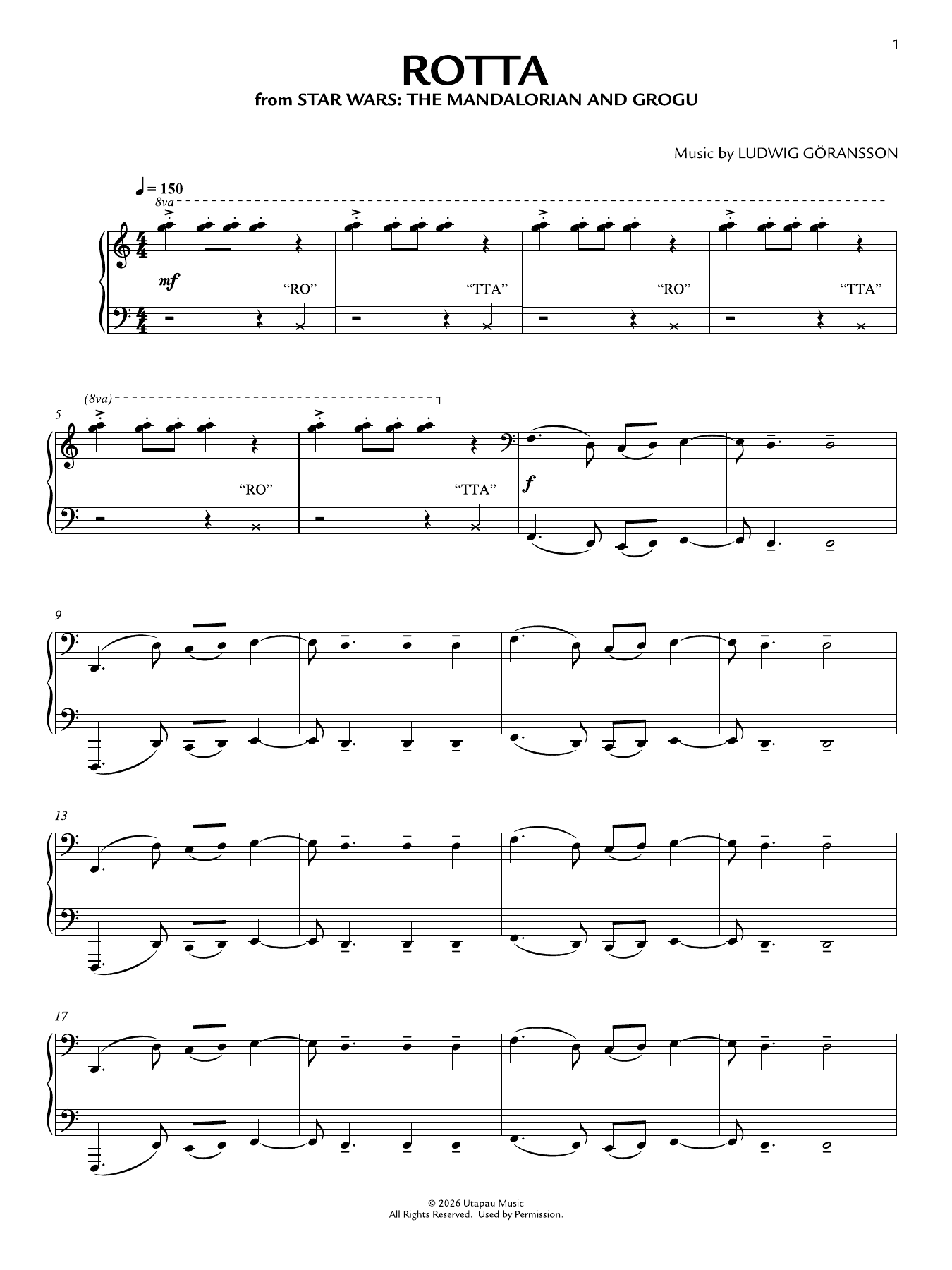Rotta (from Star Wars: The Mandalorian and Grogu): Piano Solo