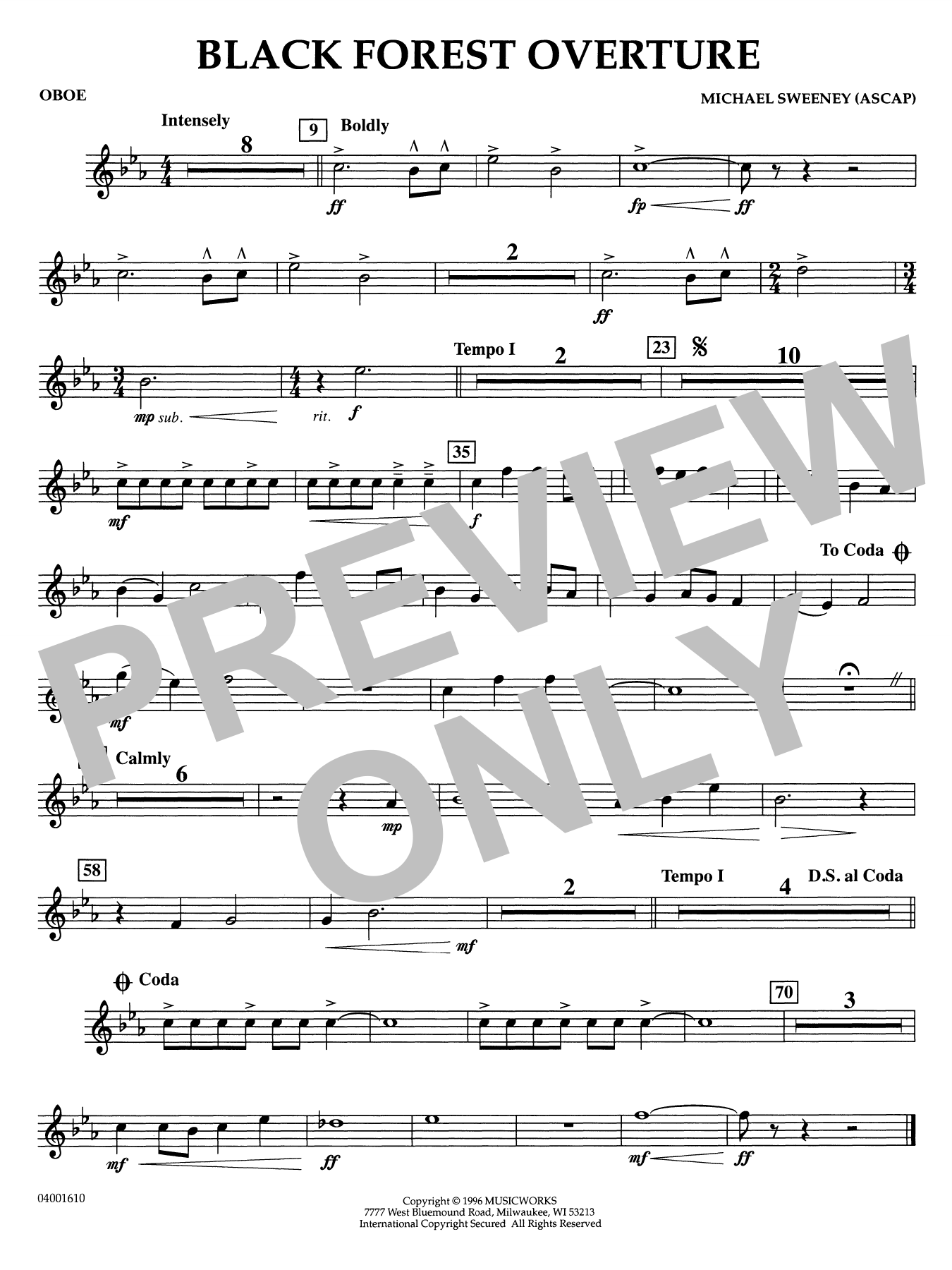 Black Forest Overture - Oboe