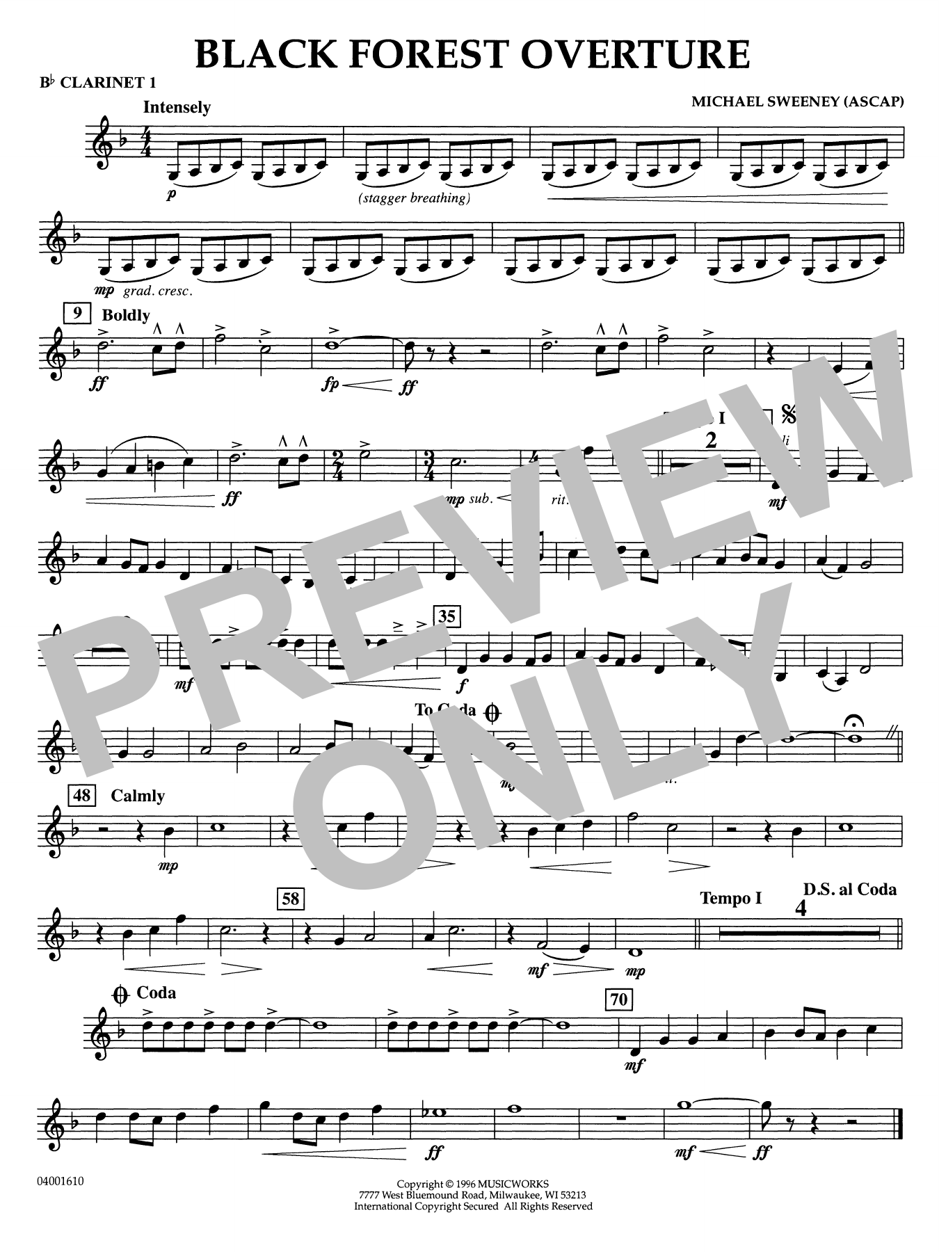 Black Forest Overture - Bb Clarinet 1