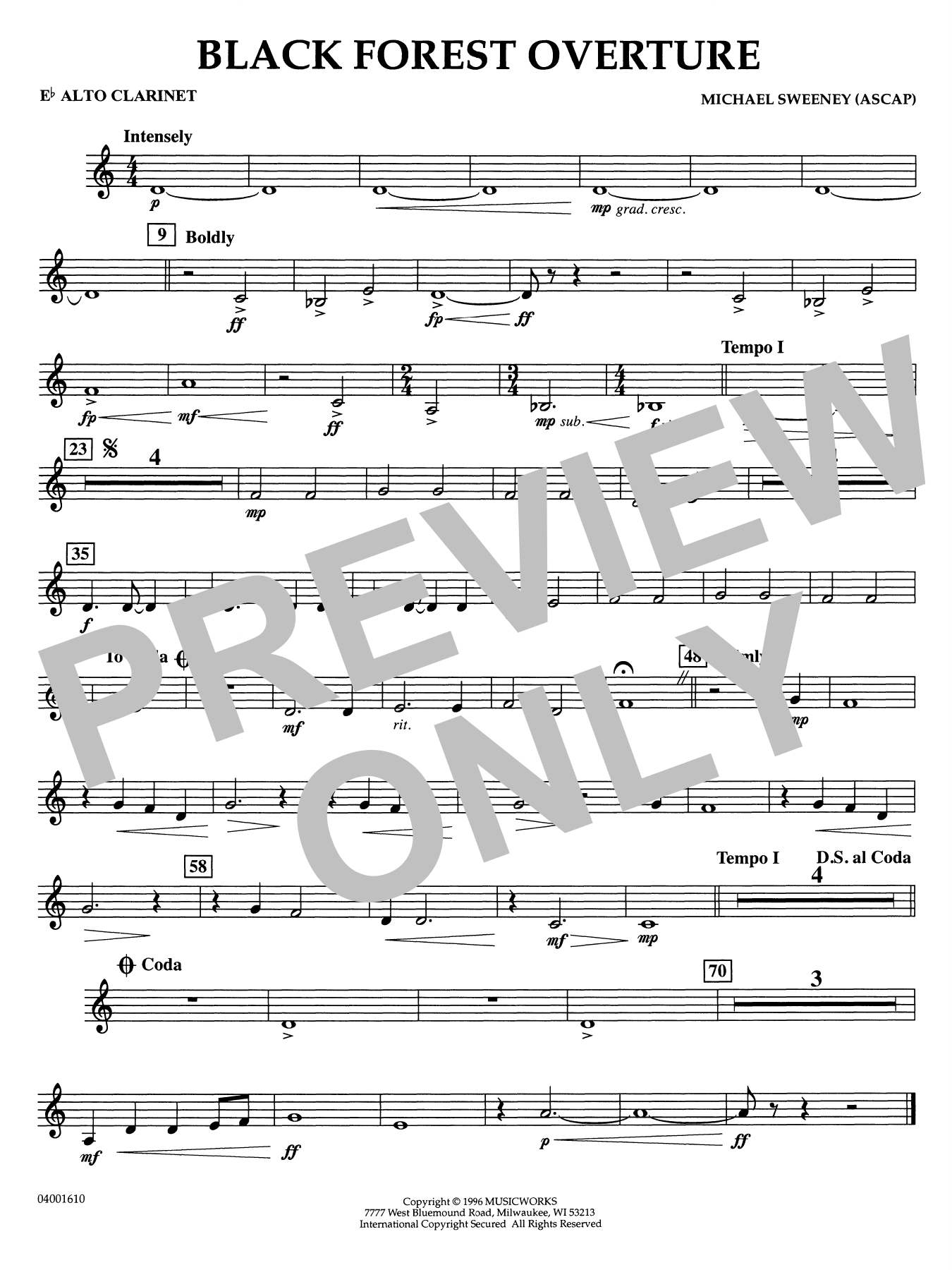 Black Forest Overture - Eb Alto Clarinet