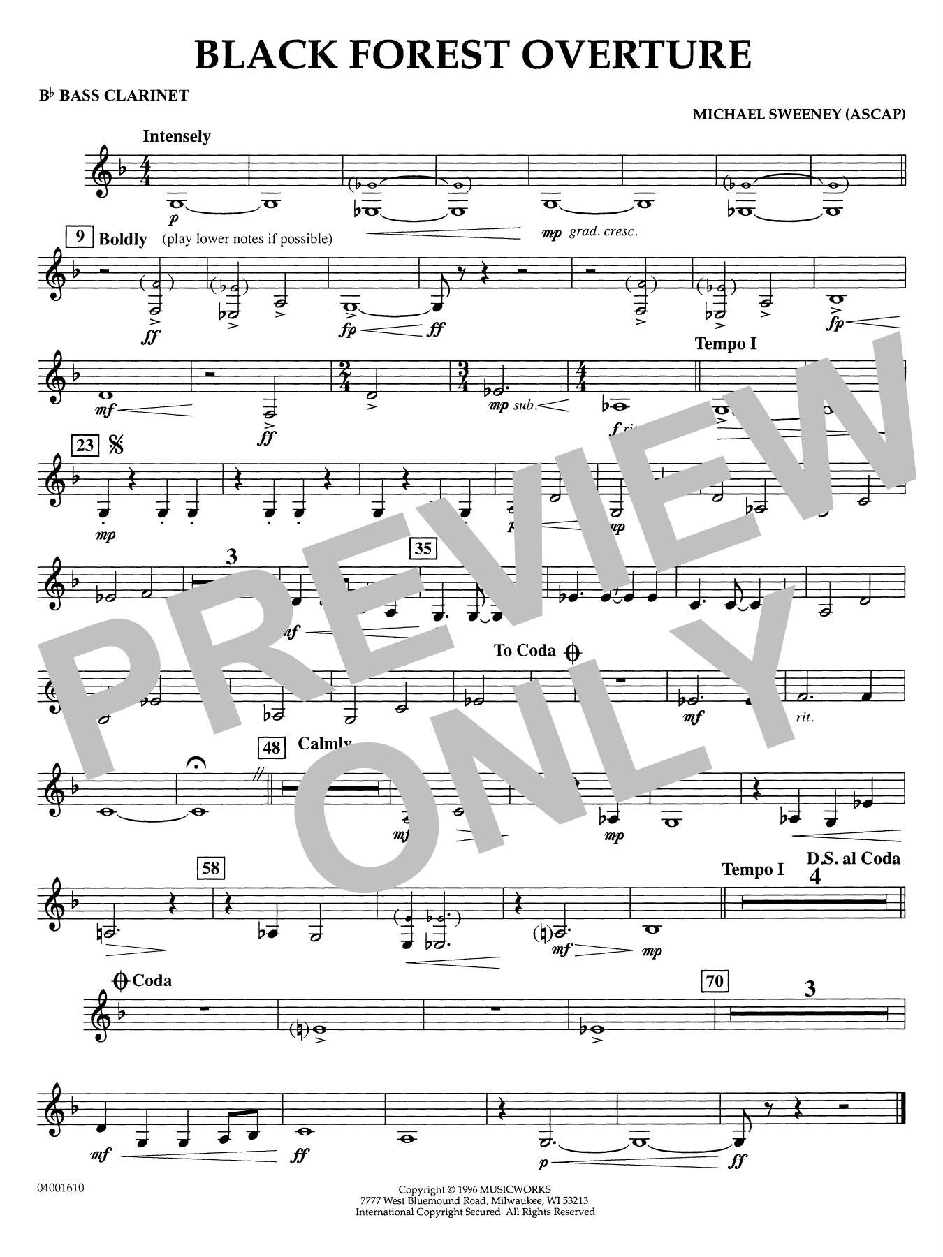 Black Forest Overture - Bb Bass Clarinet