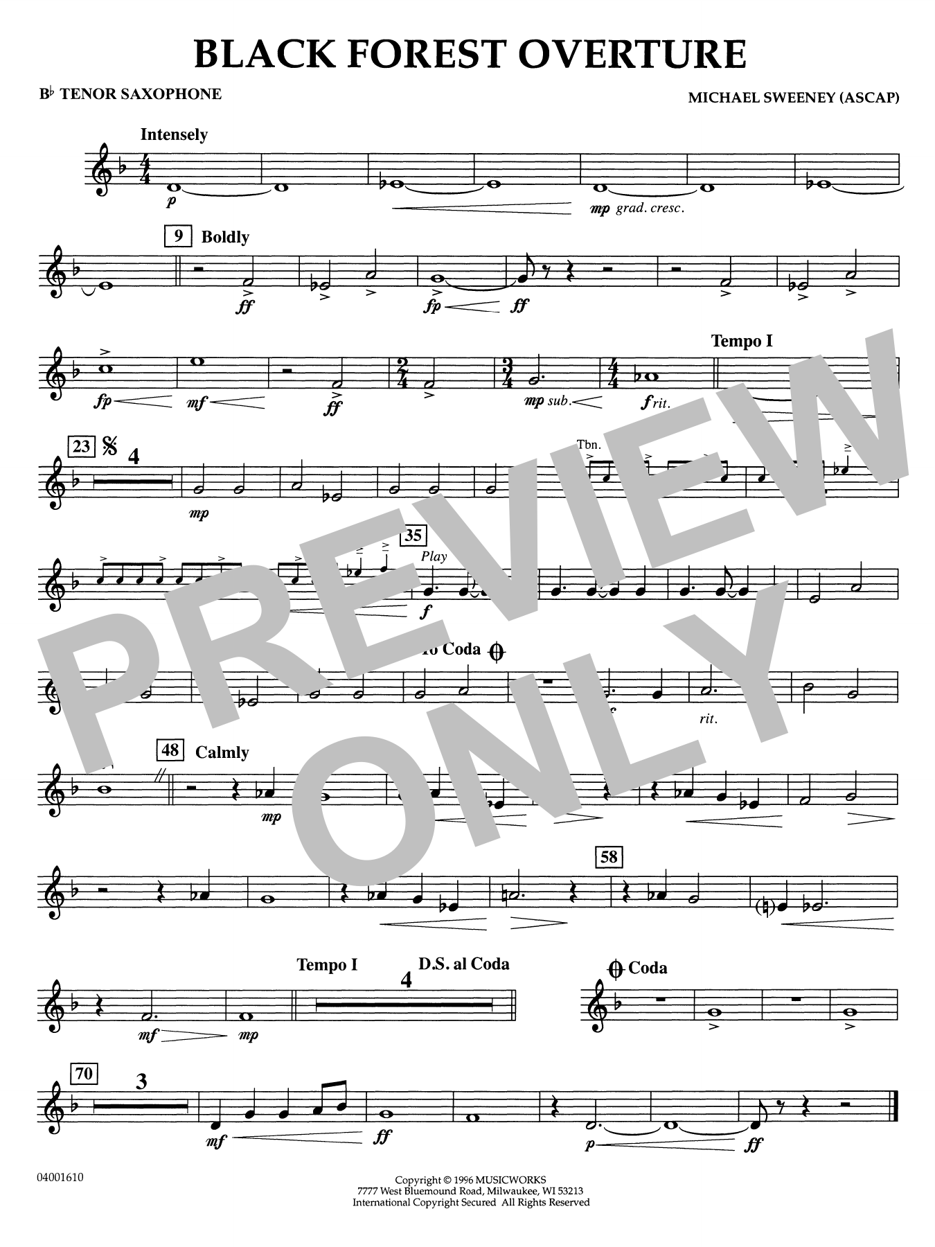 Black Forest Overture - Bb Tenor Saxophone