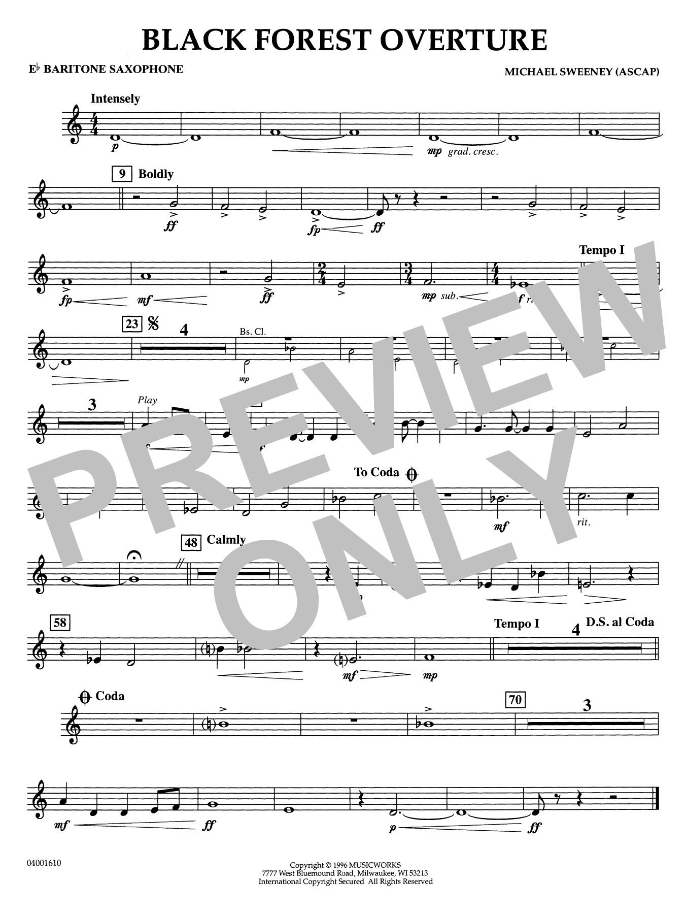 Black Forest Overture - Eb Baritone Saxophone