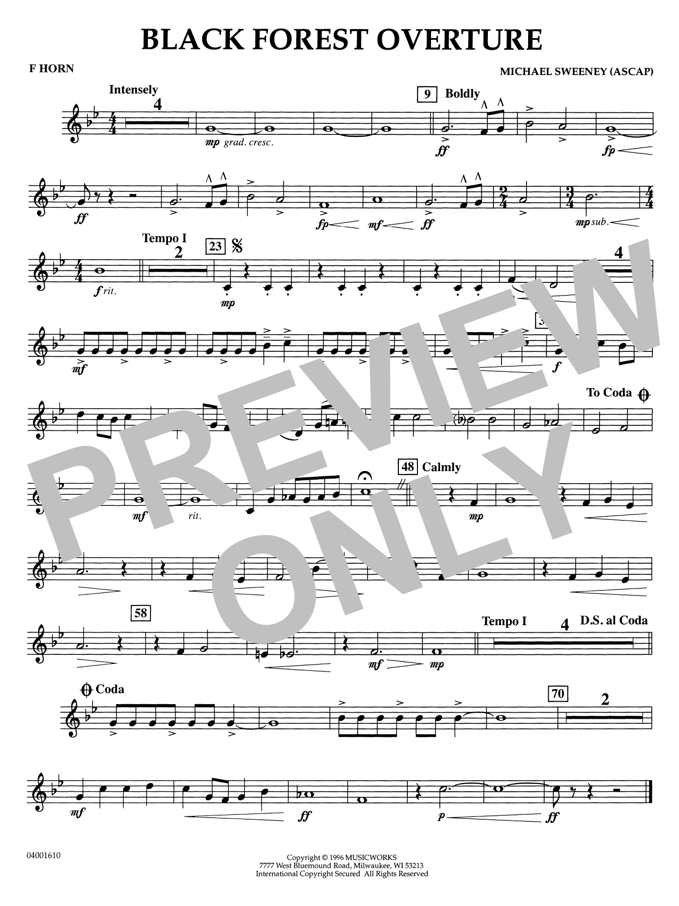 Black Forest Overture - F Horn