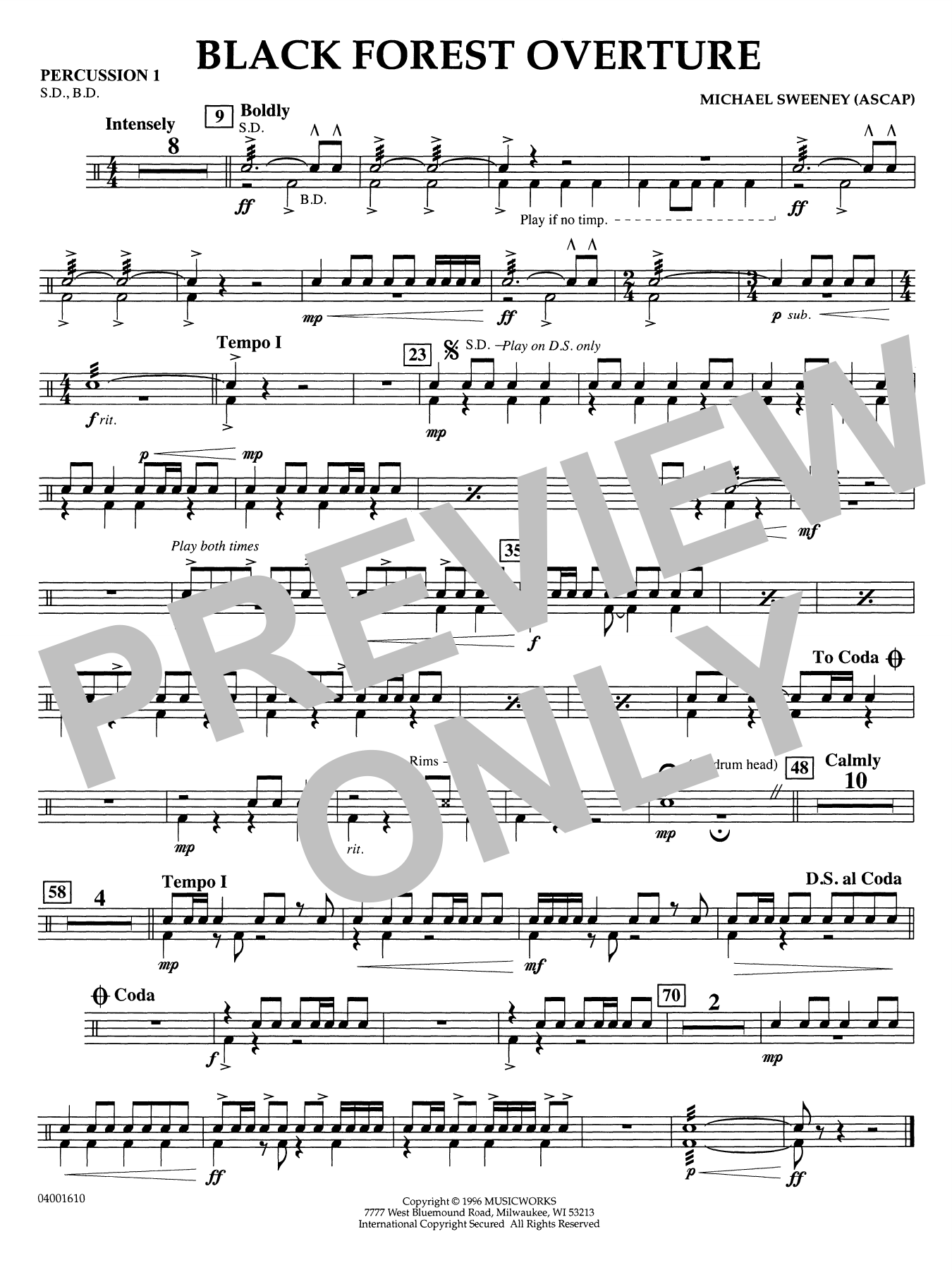Black Forest Overture - Percussion 1