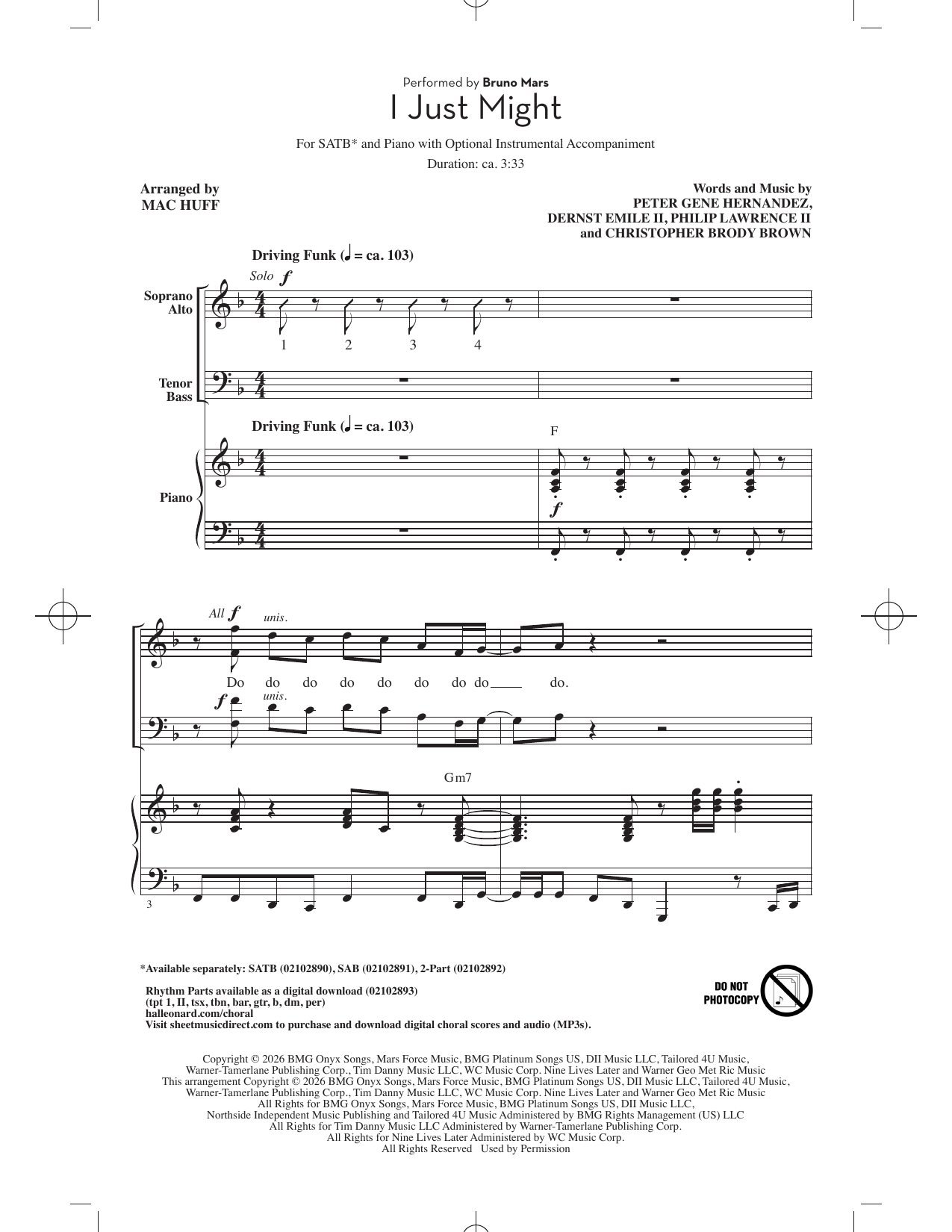 I Just Might (arr. Mac Huff): SATB Choral Octavo