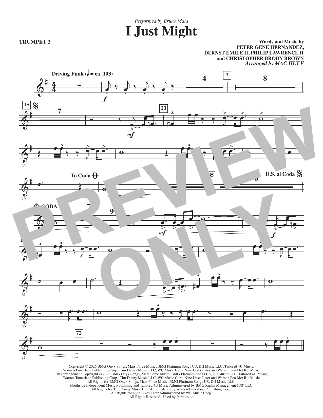 I Just Might (arr. Mac Huff) - Trumpet II: Choral Instrumental Pak