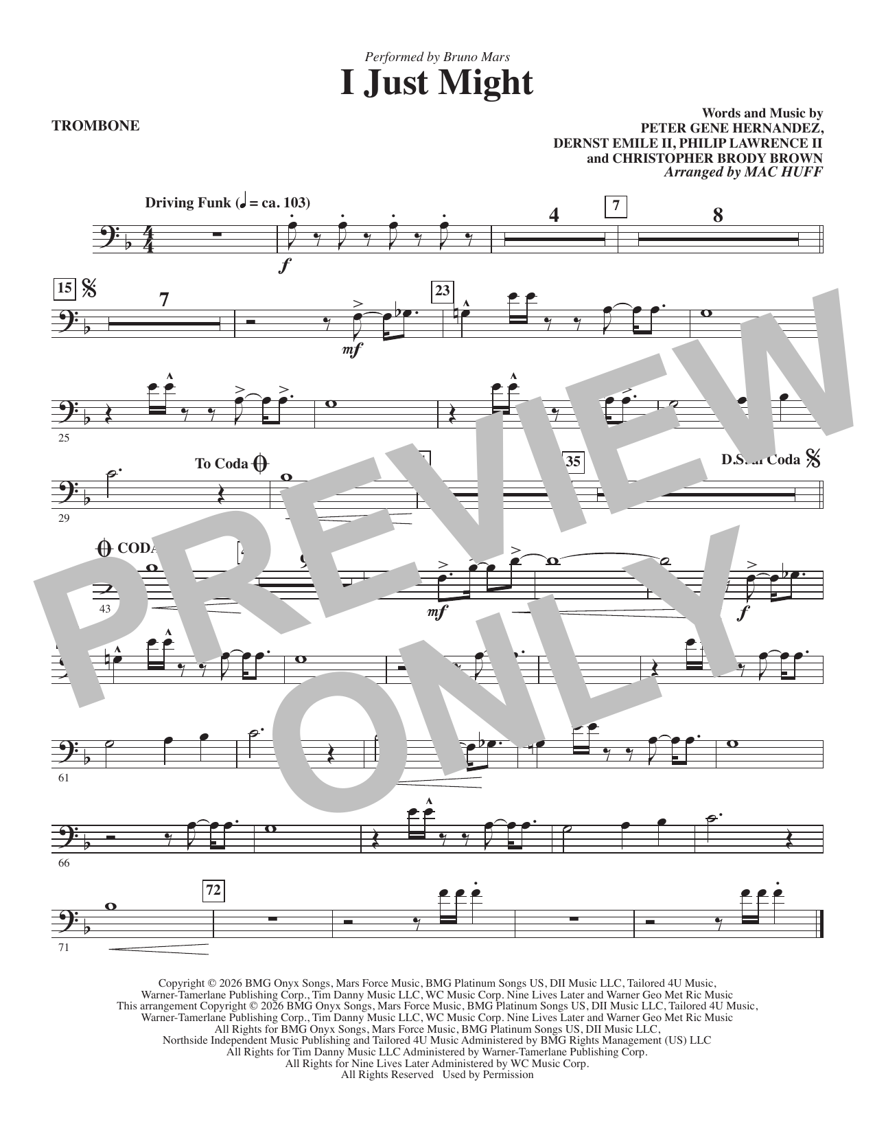 I Just Might (arr. Mac Huff) - Trombone: Choral Instrumental Pak