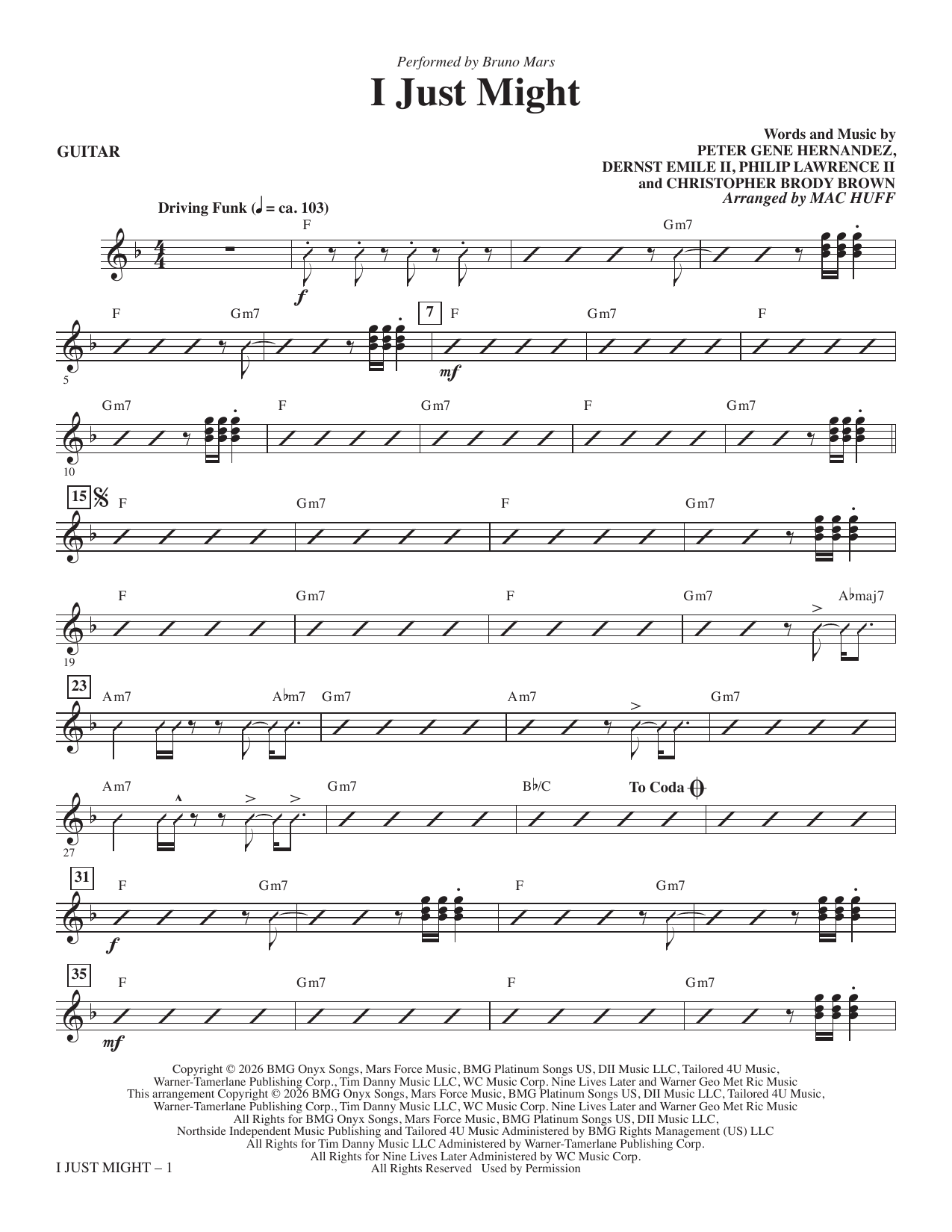 I Just Might (arr. Mac Huff) - Guitar: Choral Instrumental Pak