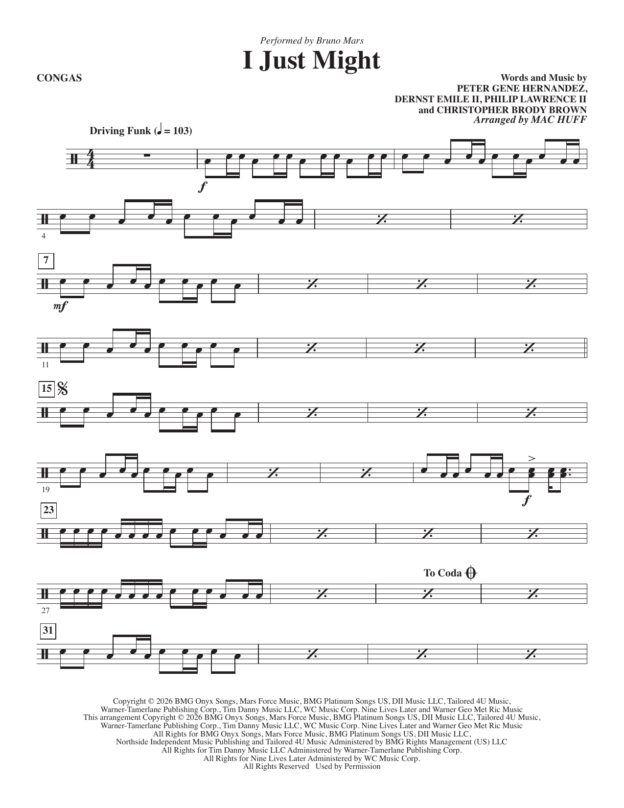 I Just Might (arr. Mac Huff) - Congas: Choral Instrumental Pak