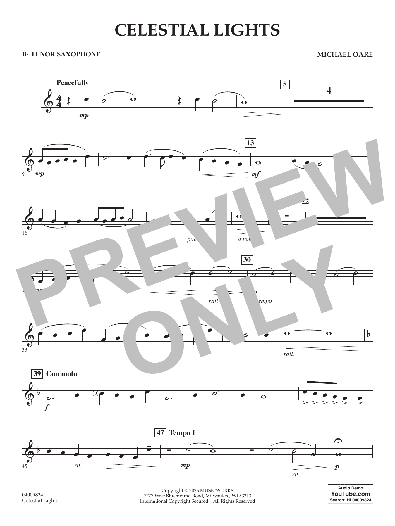 Celestial Lights - Bb Tenor Saxophone