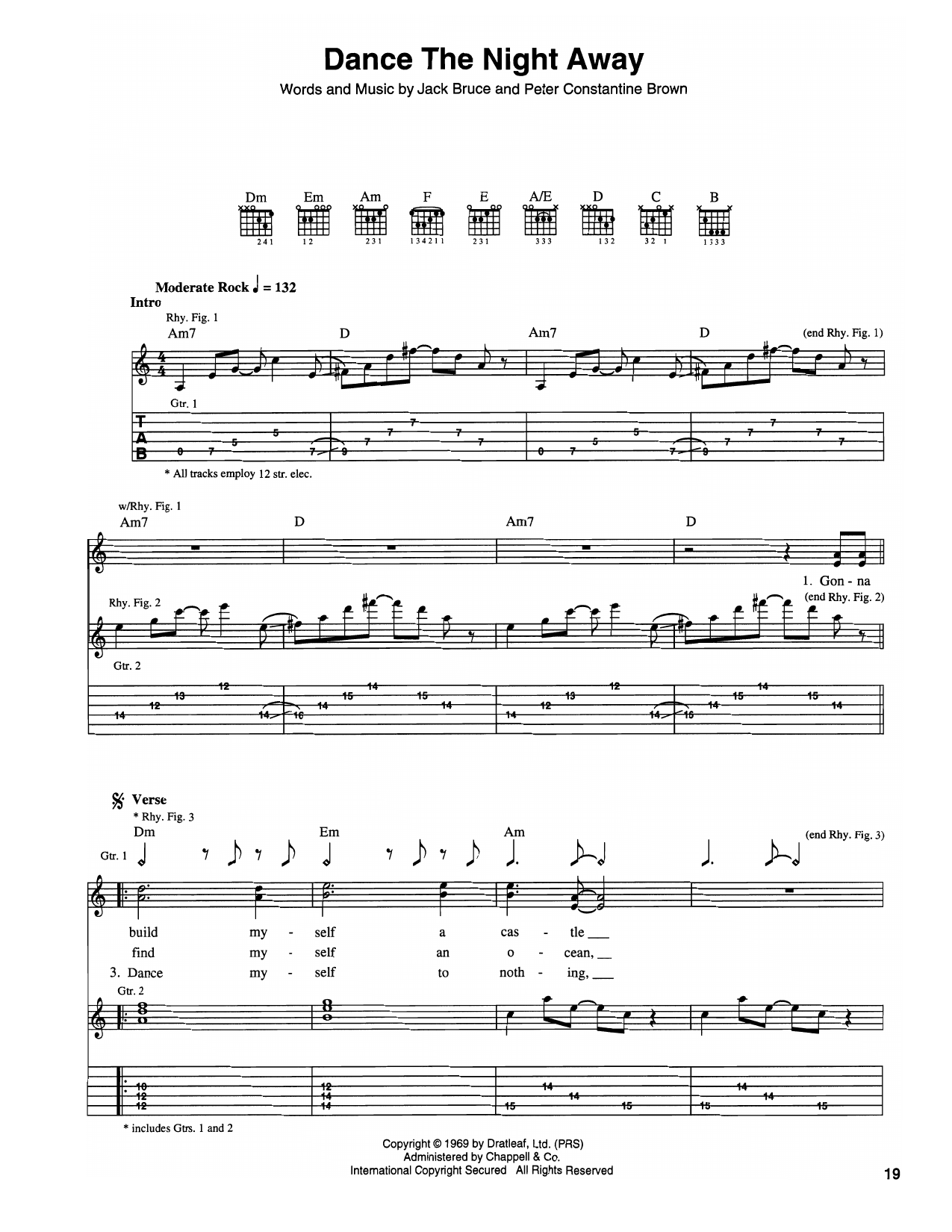 Dance The Night Away: Guitar Tab