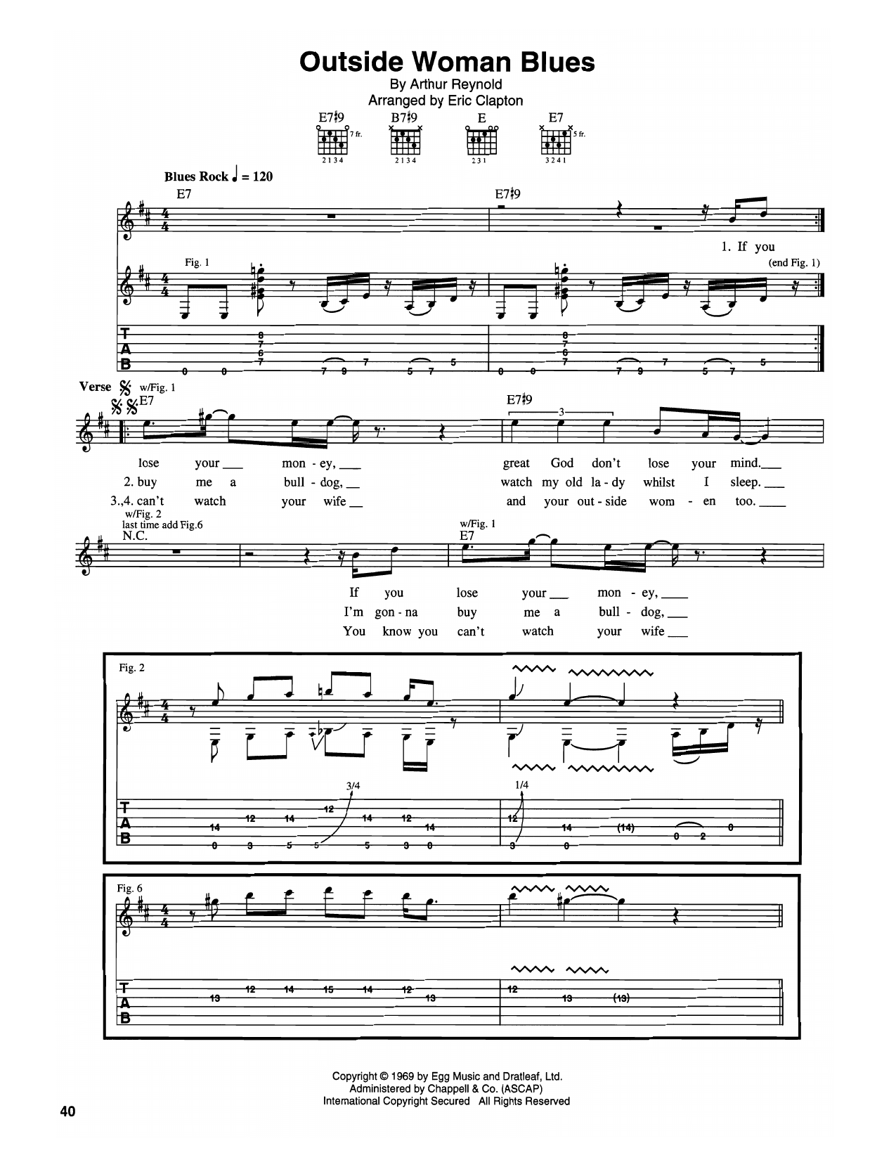 Outside Woman Blues: Guitar Tab