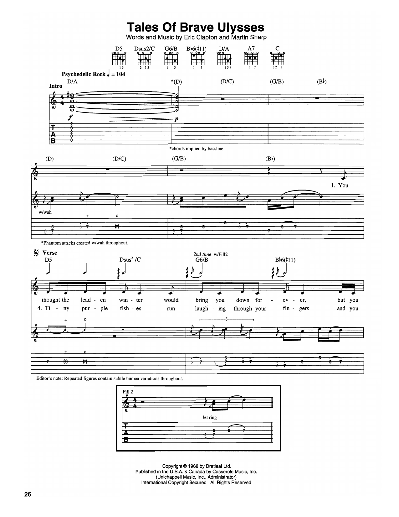 Tales Of Brave Ulysses: Guitar Tab