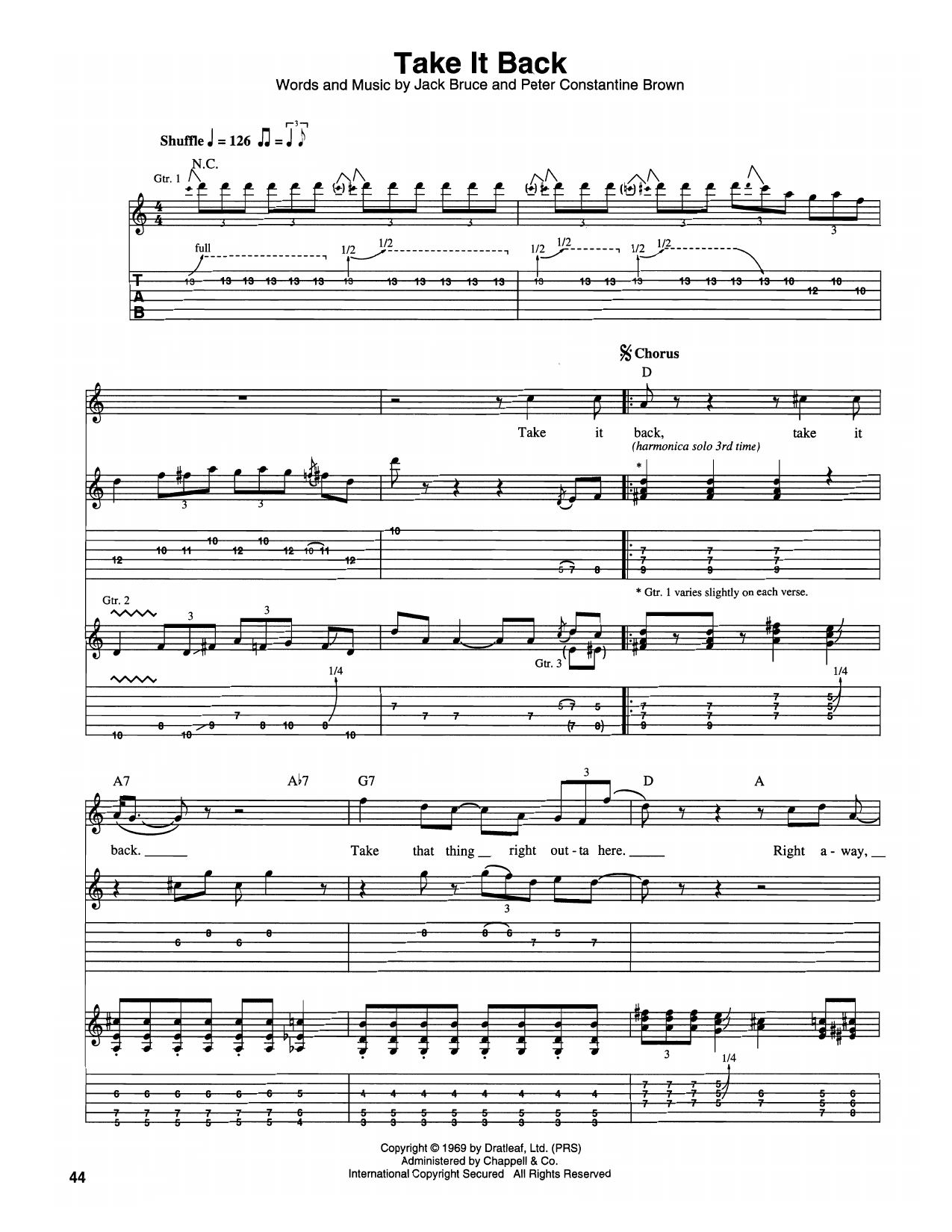 Take It Back: Guitar Tab