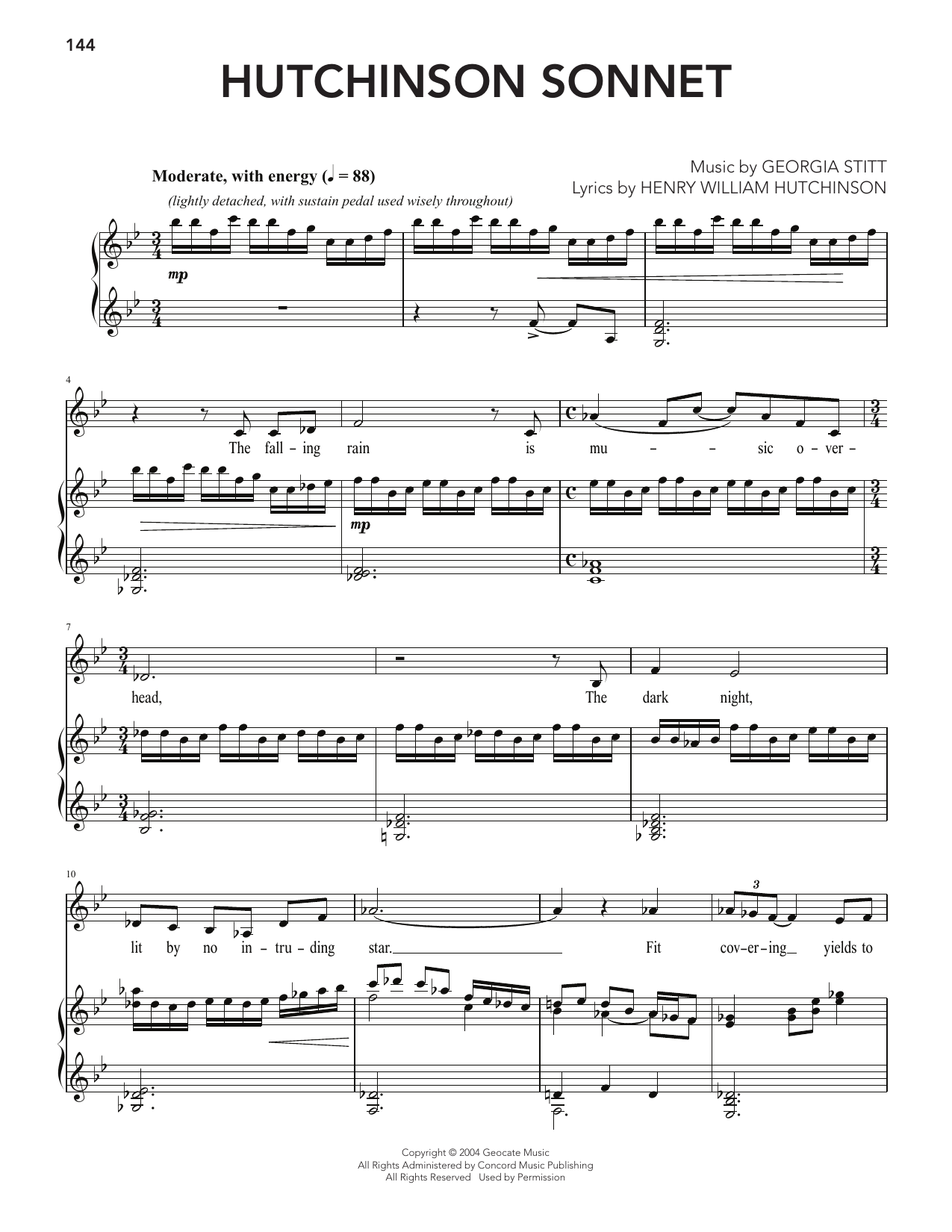 Hutchinson Sonnet: Piano Vocal