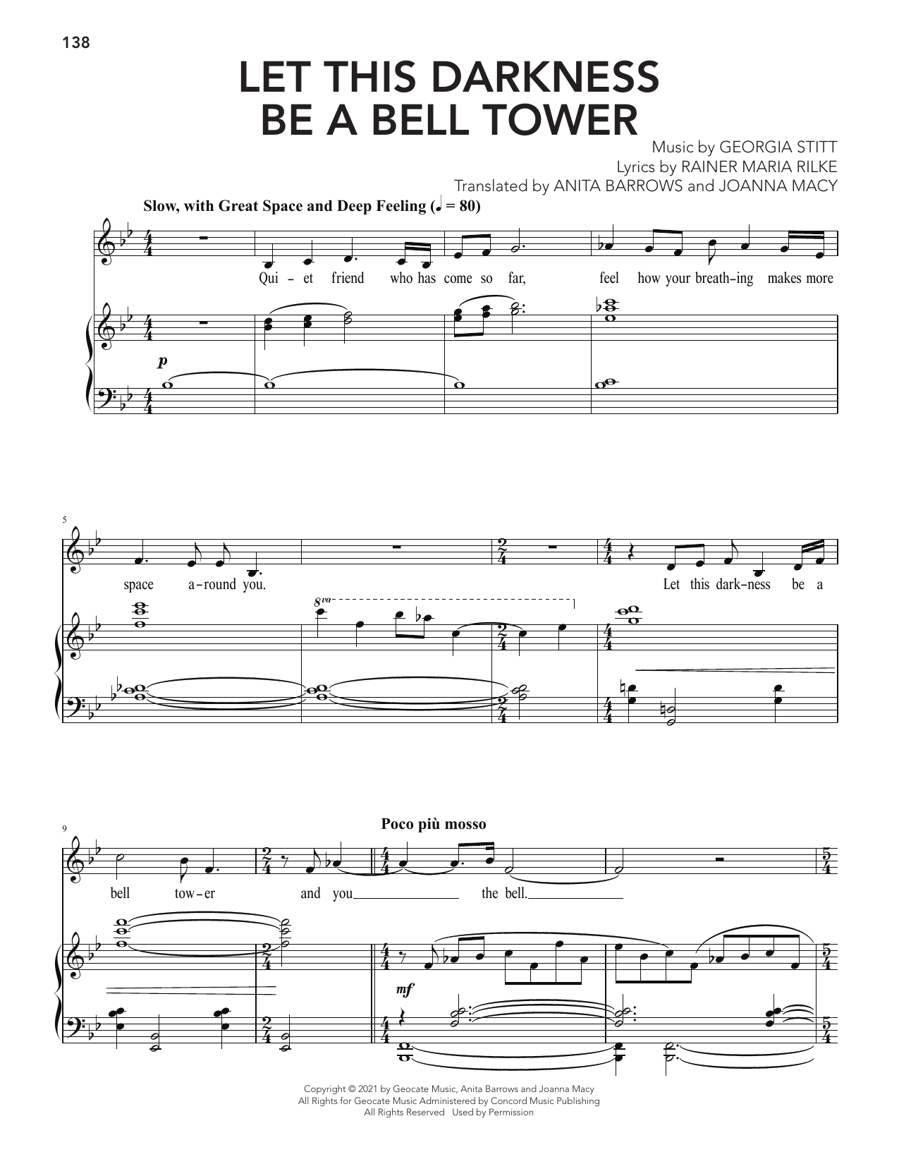 Let This Darkness Be A Bell Tower: Piano Vocal