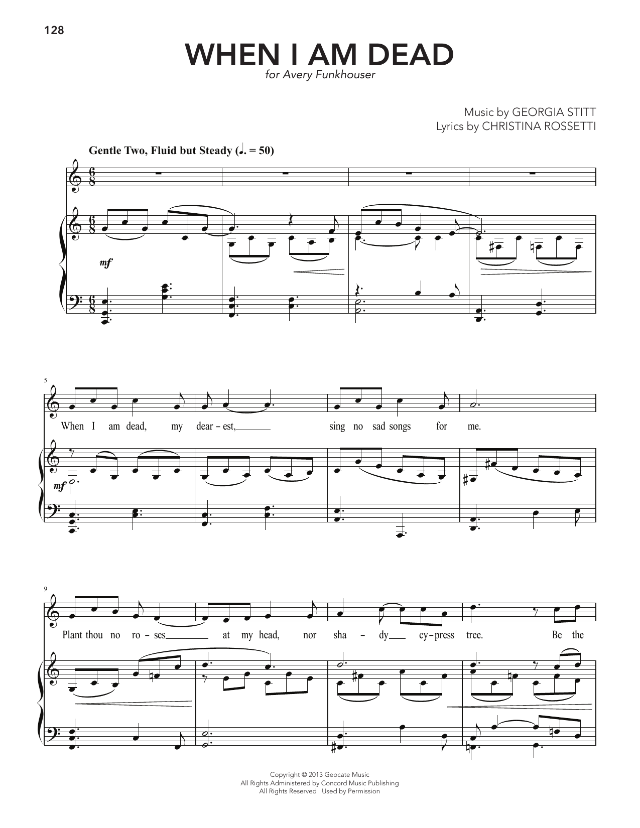 When I Am Dead: Piano Vocal