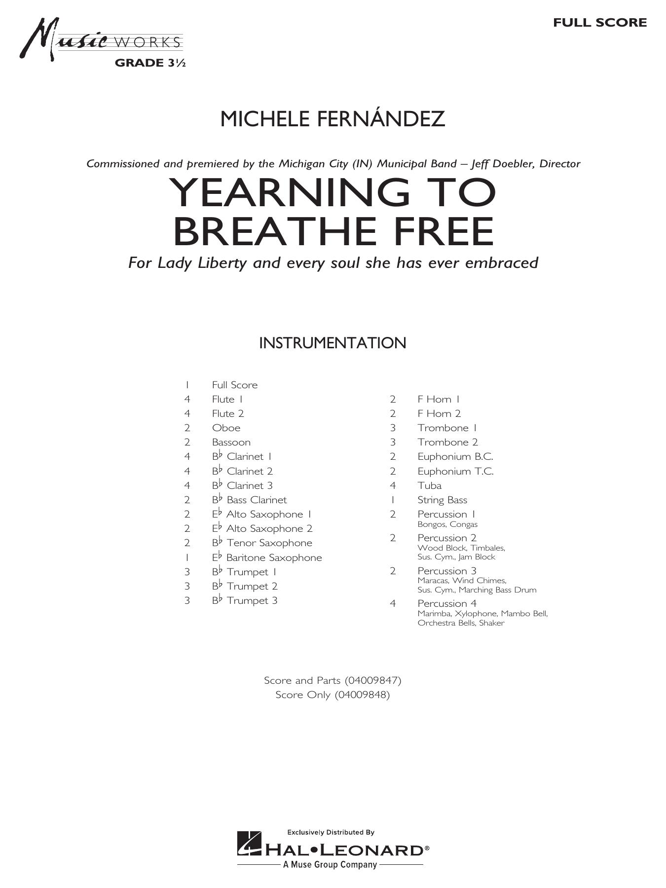 Yearning To Breathe Free: Concert Band Conductor Score & Parts