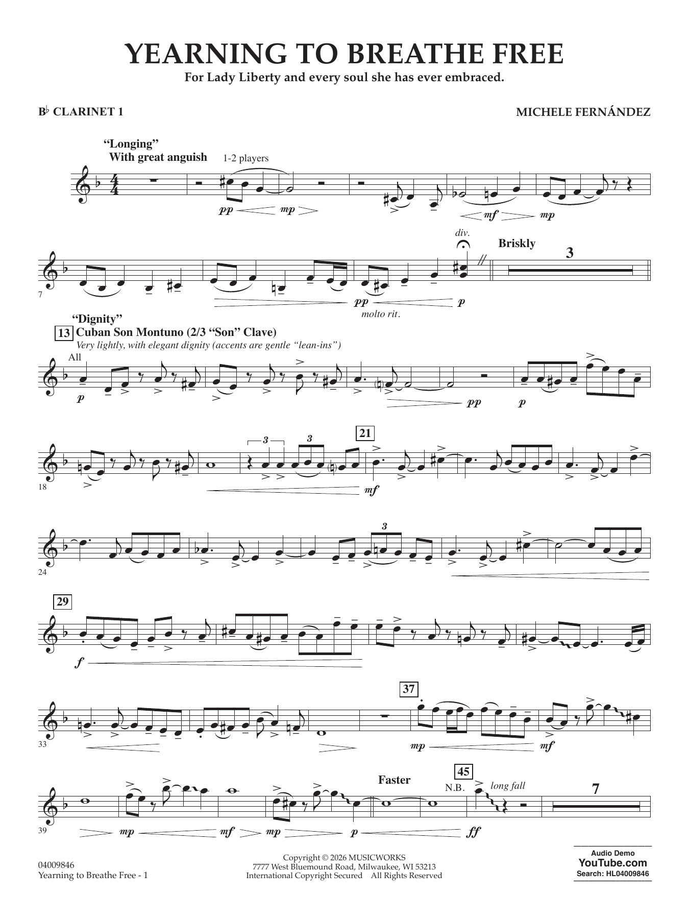 Yearning To Breathe Free - Bb Clarinet 1