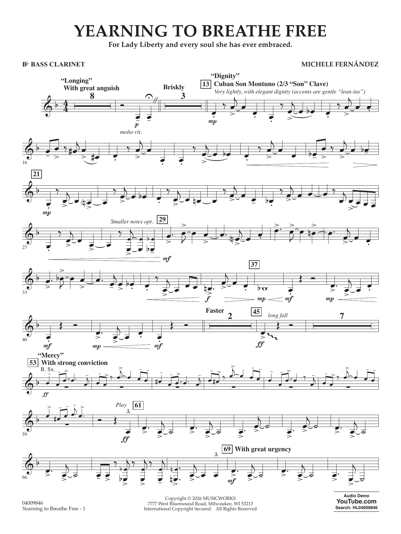 Yearning To Breathe Free - Bb Bass Clarinet