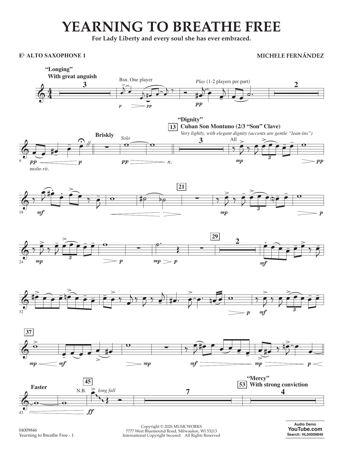 Yearning To Breathe Free - Eb Alto Saxophone 1