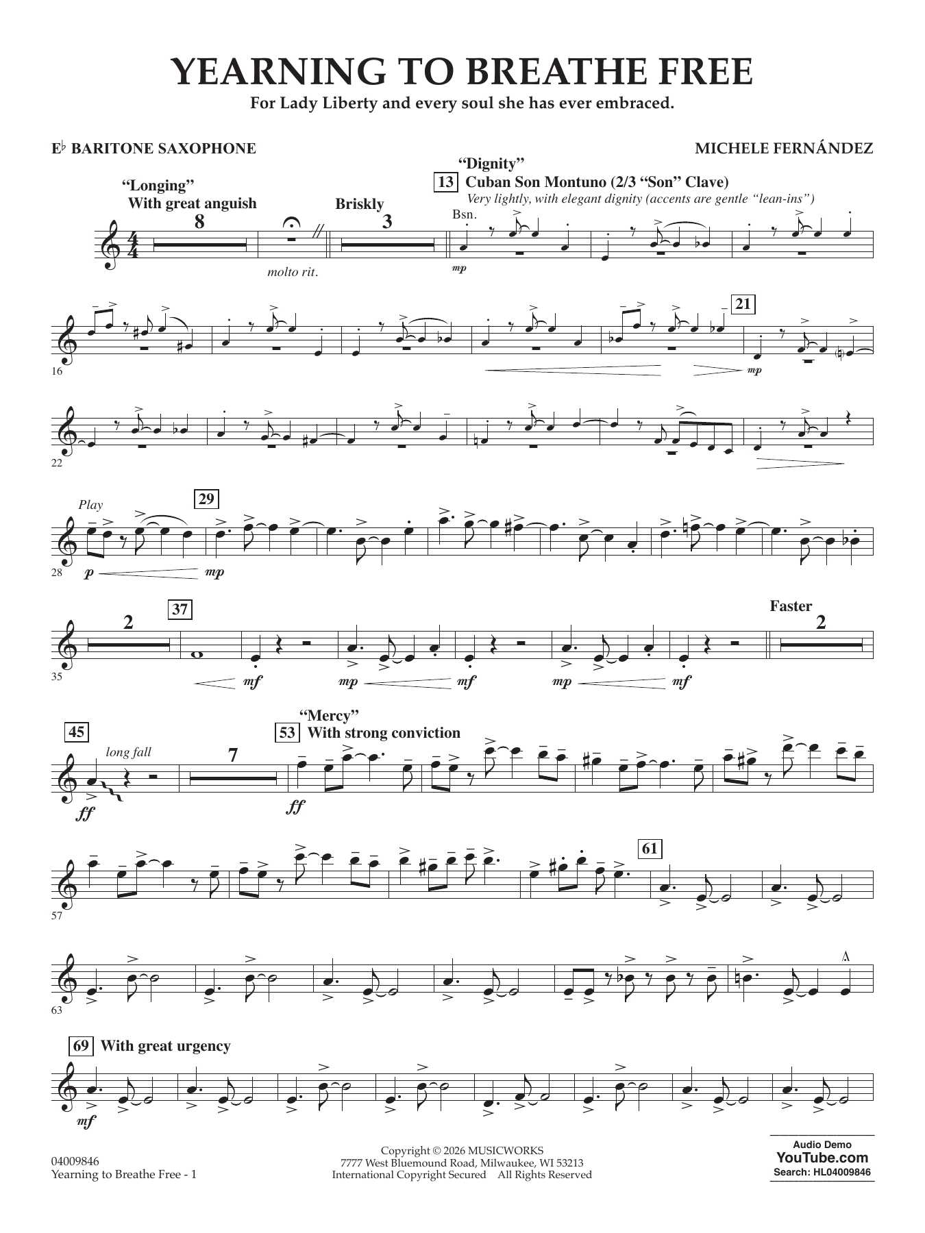 Yearning To Breathe Free - Eb Baritone Saxophone