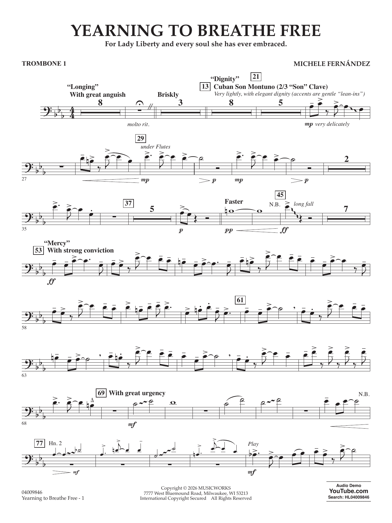 Yearning To Breathe Free - Trombone 1