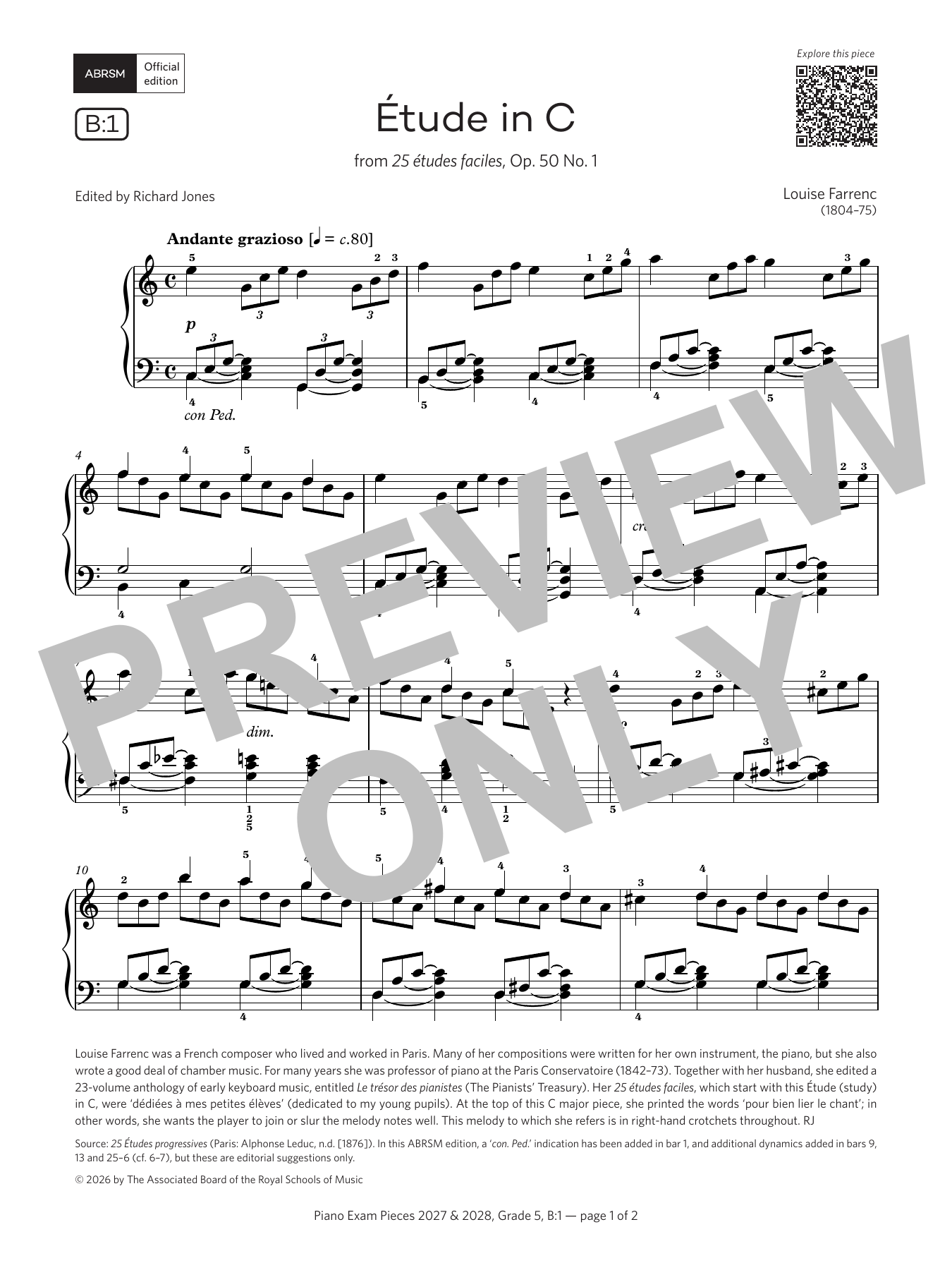 Étude in C (Grade 5, list B1, from the ABRSM Piano Syllabus 2027 & 2028): Piano Solo