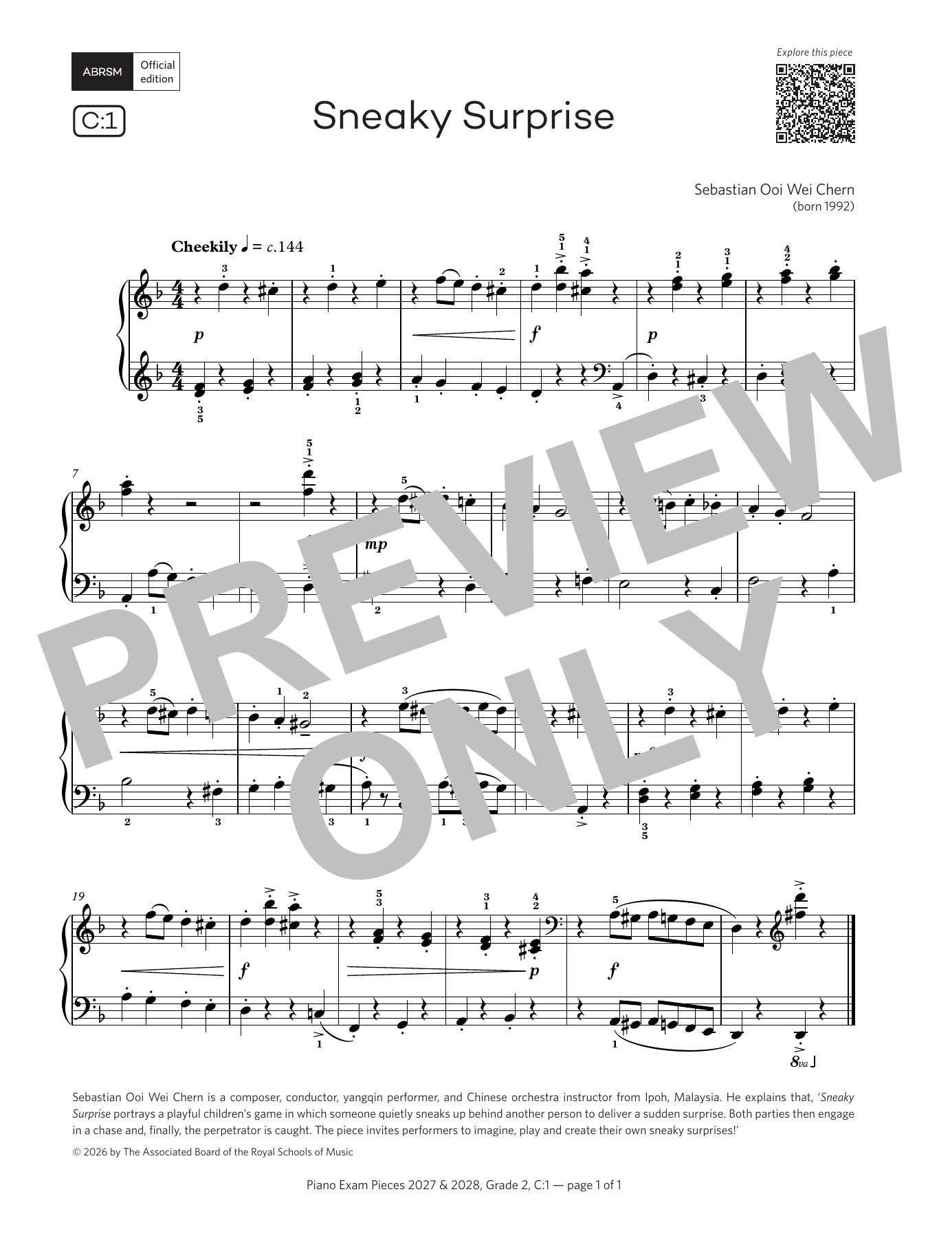 Sneaky Surprise (Grade 2, list C1, from the ABRSM Piano Syllabus 2027 & 2028): Piano Solo