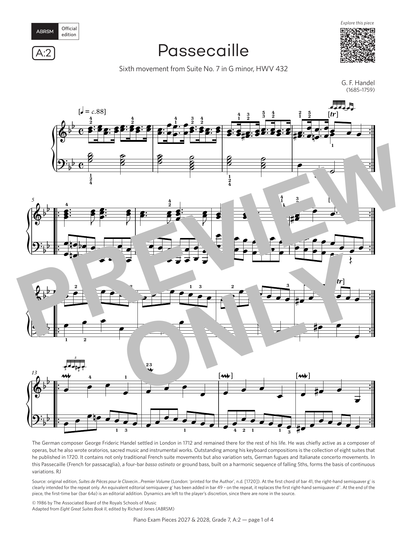 Passacaille (Grade 7, list A2, from the ABRSM Piano Syllabus 2027 & 2028): Piano Solo