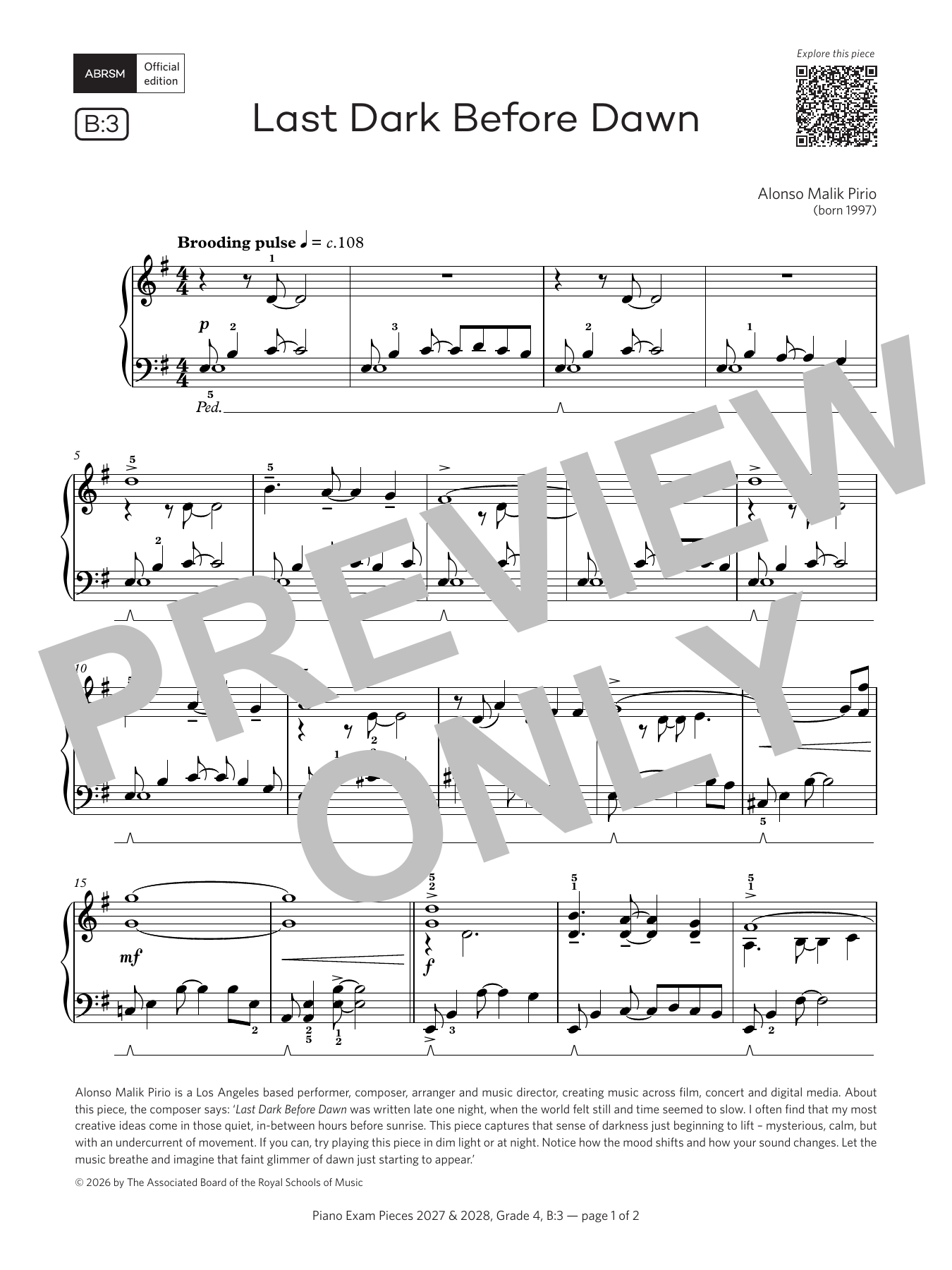 Last Dark Before Dawn (Grade 4, list B3, from the ABRSM Piano Syllabus 2027 & 2028): Piano Solo