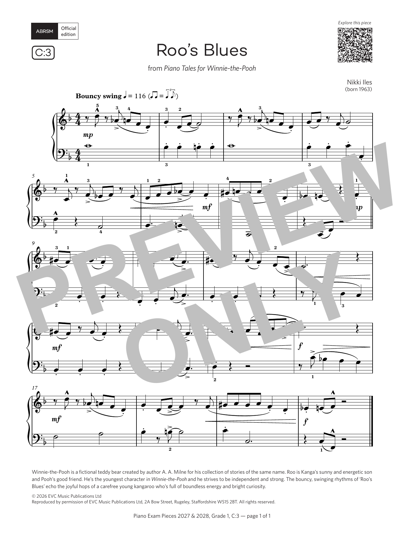 Roo's Blues (Grade 1, list C3, from the ABRSM Piano Syllabus 2027 & 2028): Piano Solo