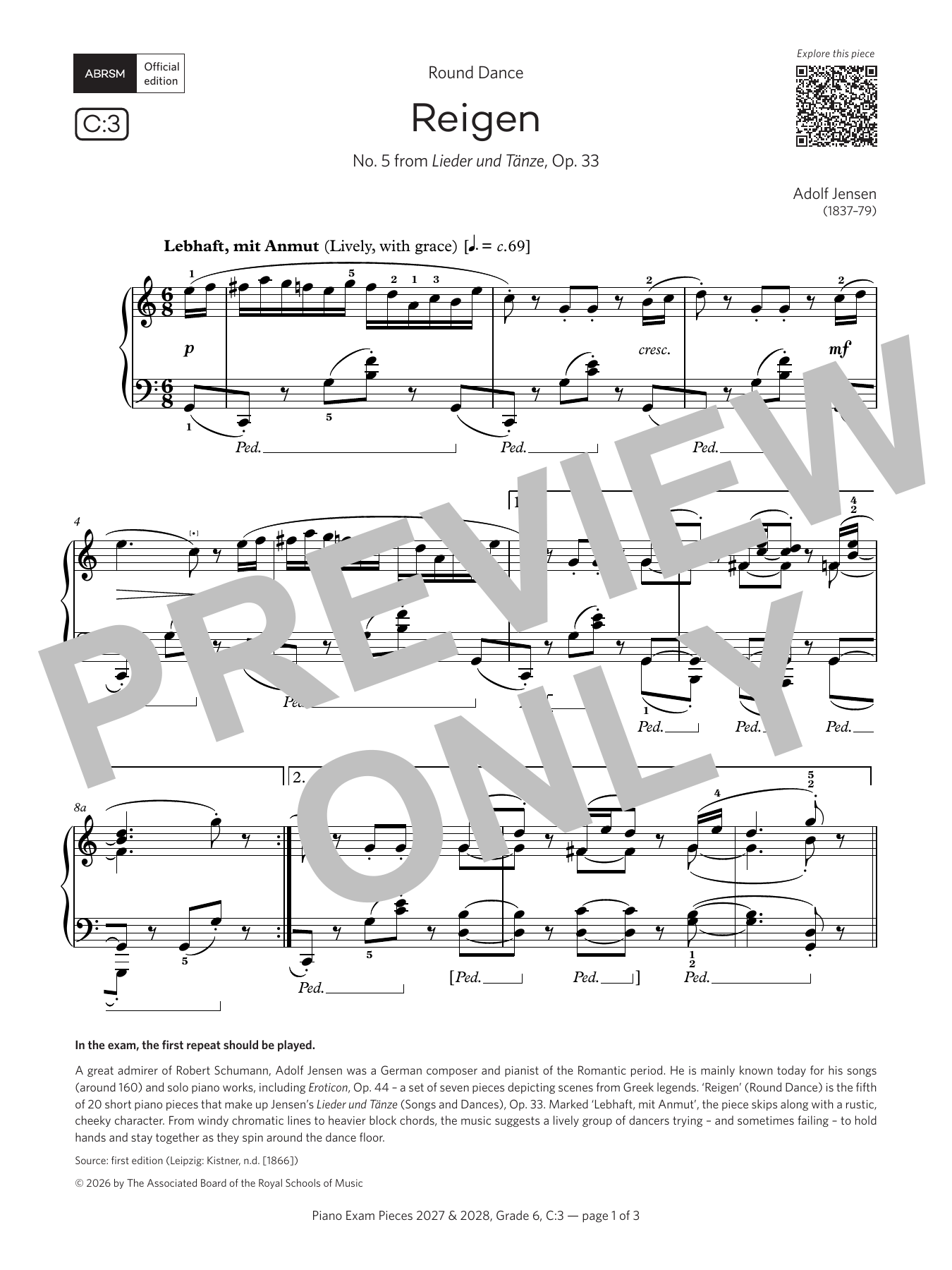Reigen (Grade 6, list C3, from the ABRSM Piano Syllabus 2027 & 2028): Piano Solo
