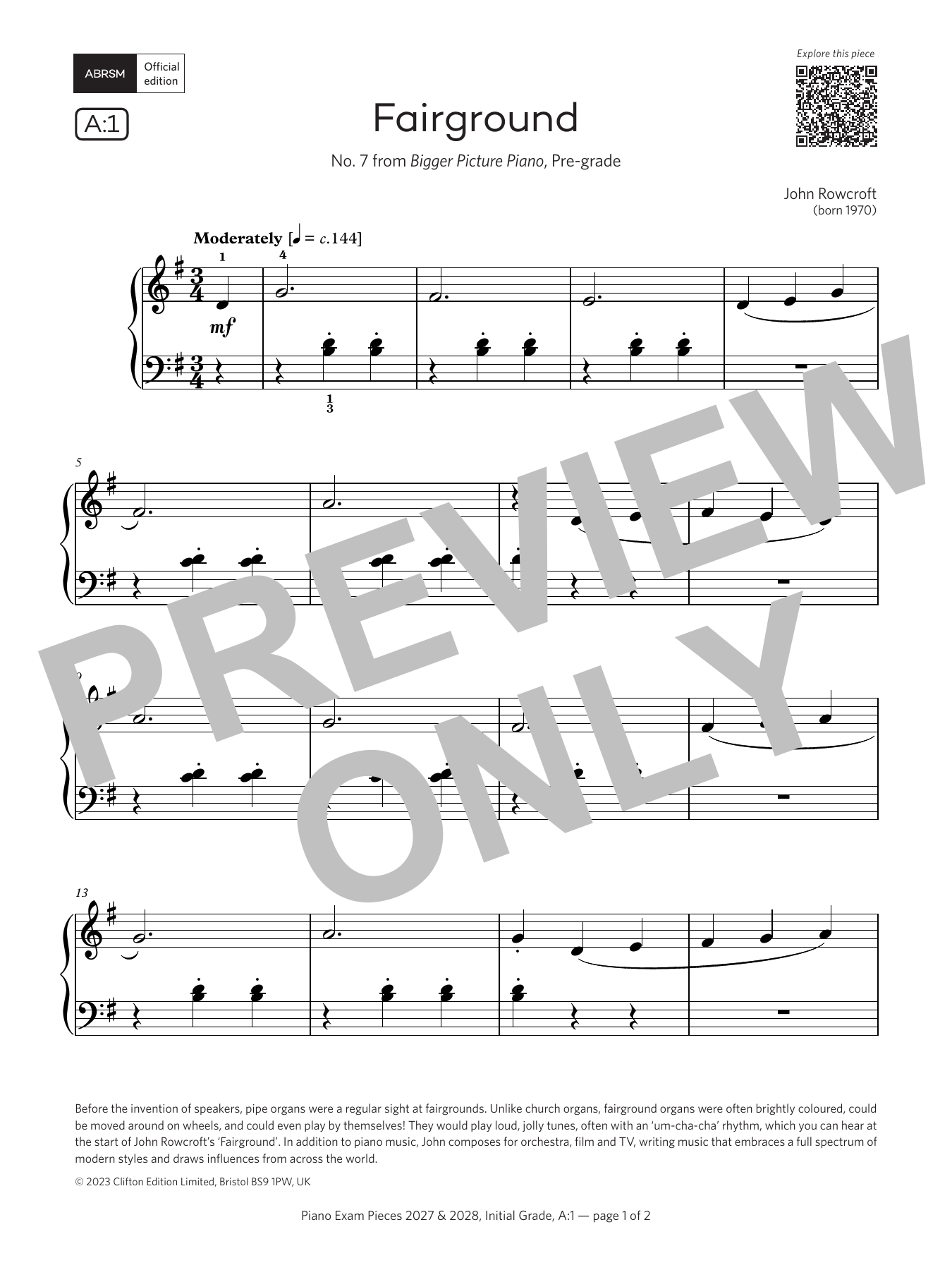 Fairground (Grade Initial, list A1, from the ABRSM Piano Syllabus 2027 & 2028): Piano Solo