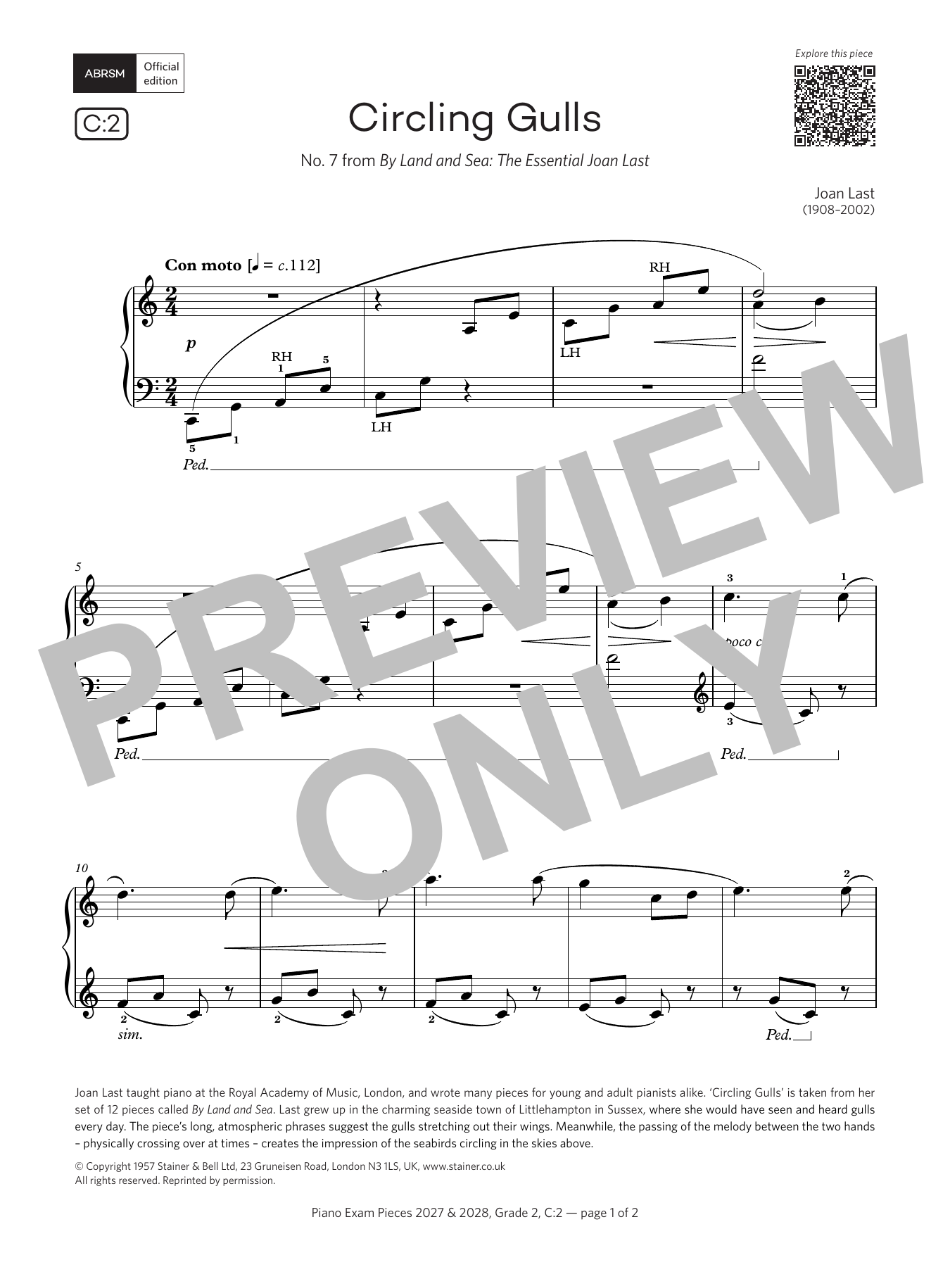 Circling Gulls (Grade 2, list C2, from the ABRSM Piano Syllabus 2027 & 2028): Piano Solo