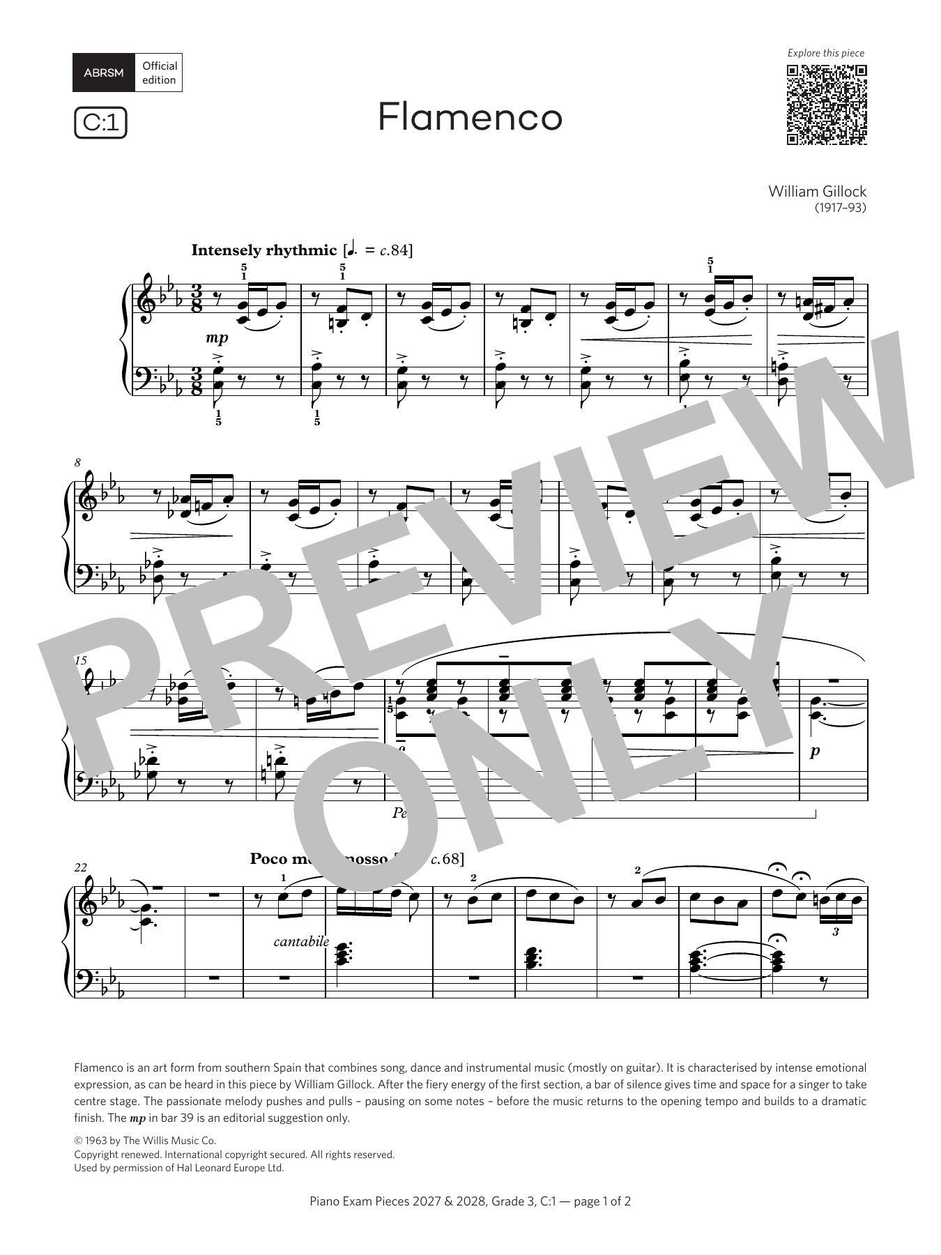 Flamenco (Grade 3, list C1, from the ABRSM Piano Syllabus 2027 & 2028): Piano Solo
