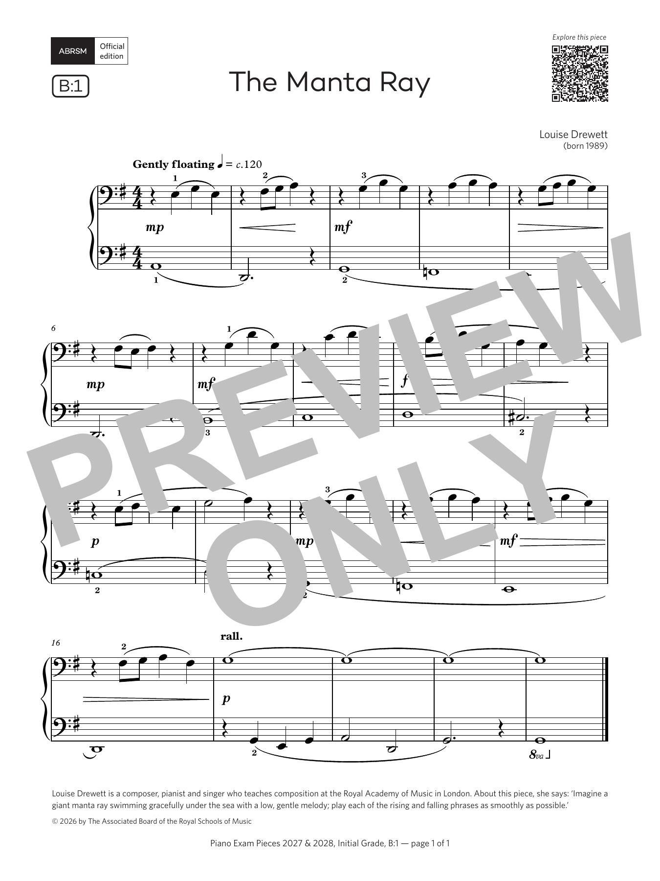 The Manta Ray (Grade Initial, list B1, from the ABRSM Piano Syllabus 2027 & 2028): Piano Solo