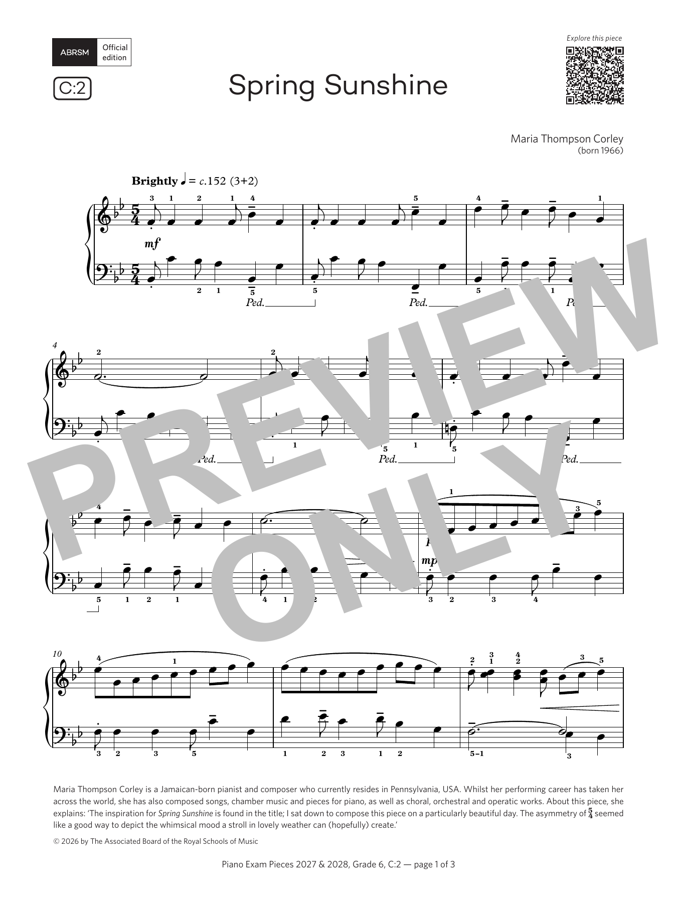 Spring Sunshine (Grade 6, list C2, from the ABRSM Piano Syllabus 2027 & 2028): Piano Solo