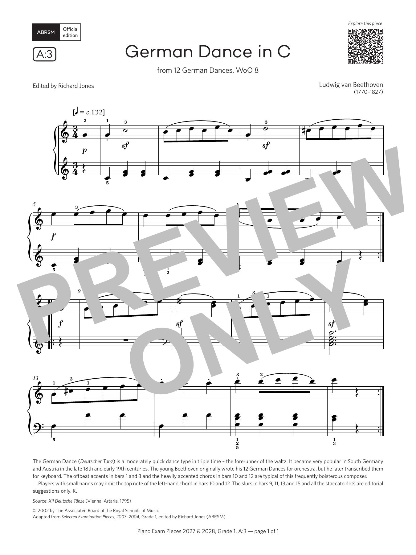 German Dance in C (Grade 1, list A3, from the ABRSM Piano Syllabus 2027 & 2028): Piano Solo