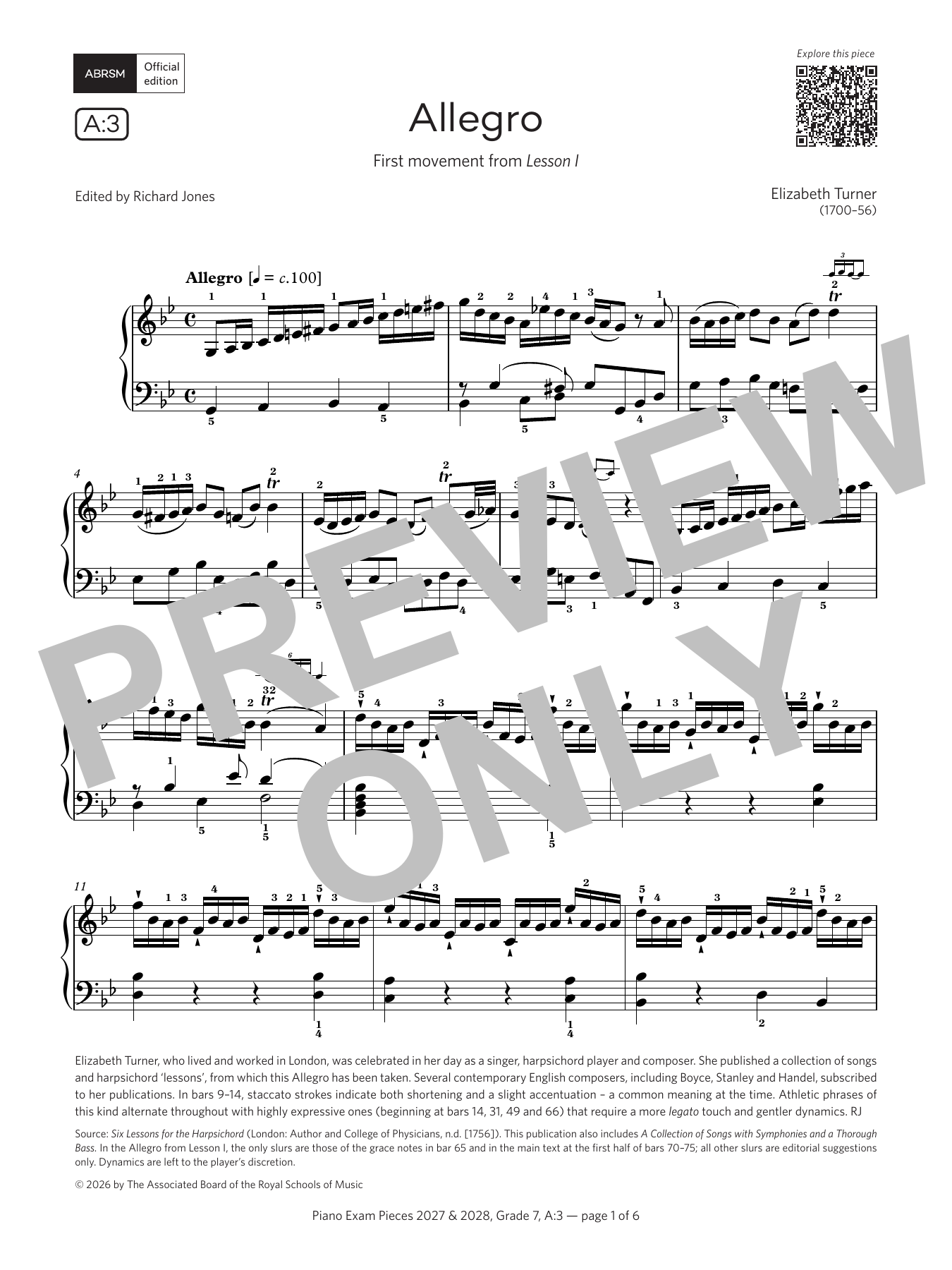 Allegro (Grade 7, list A3, from the ABRSM Piano Syllabus 2027 & 2028): Piano Solo