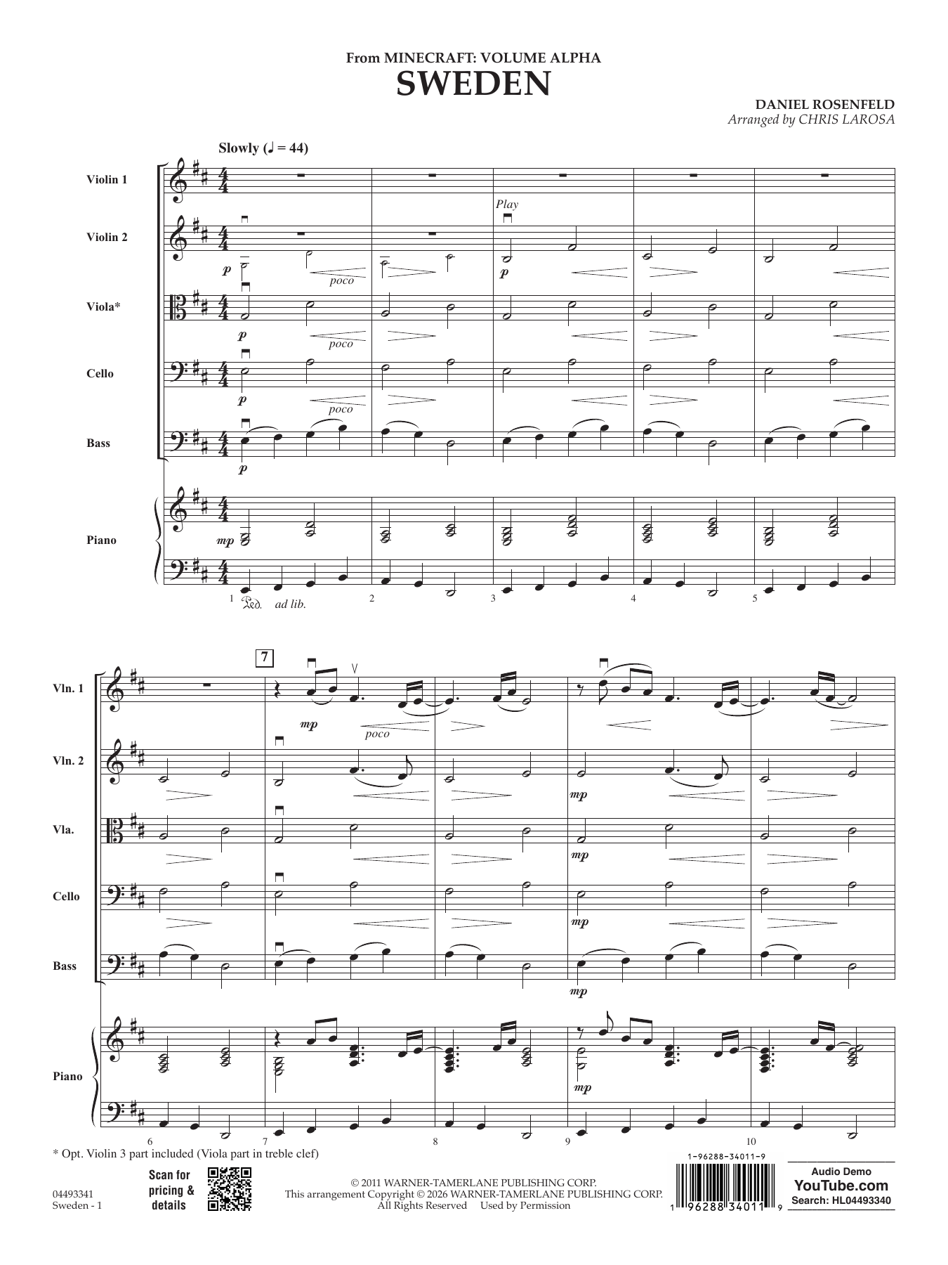 Sweden (from Minecraft): String Orchestra Conductor Score & Parts