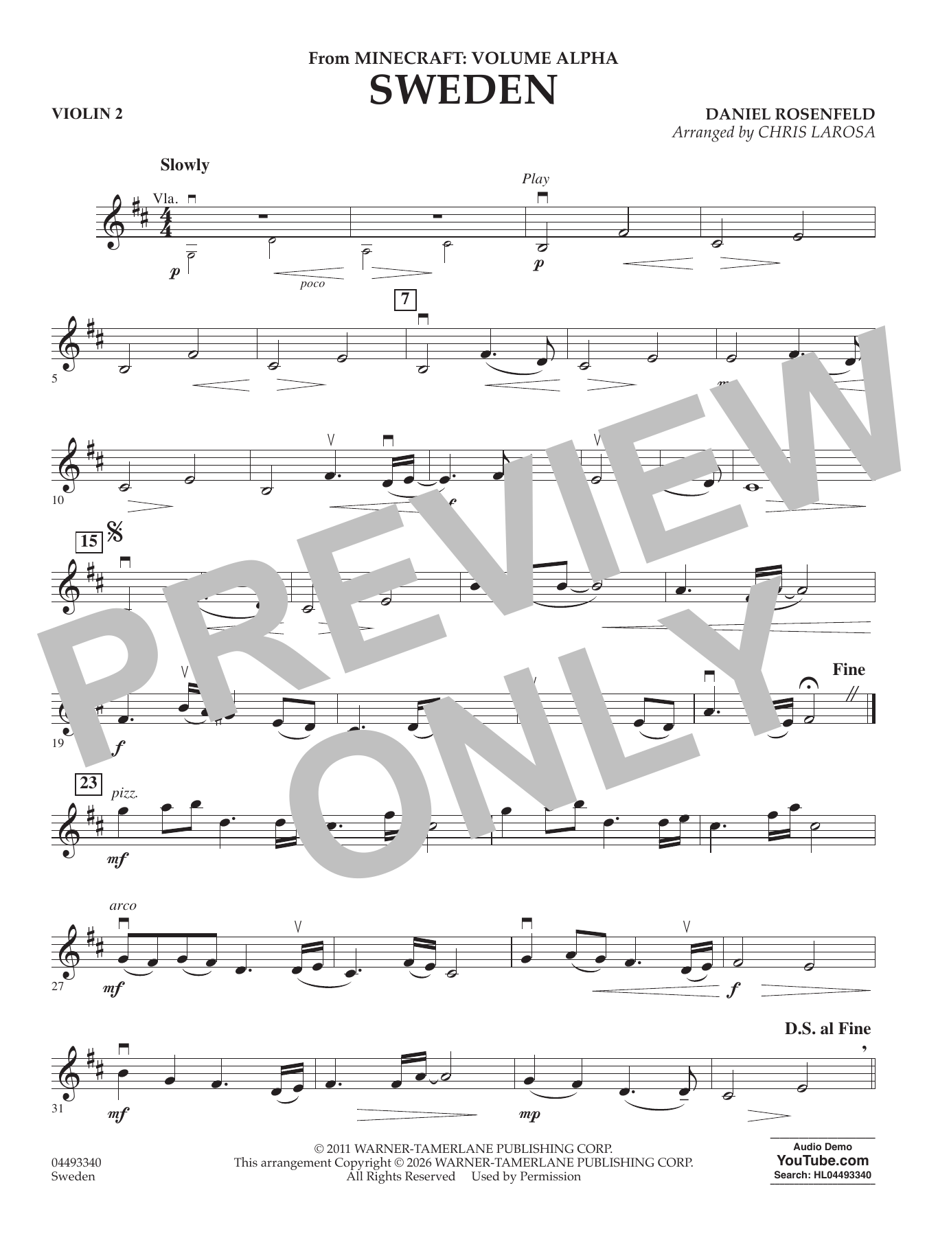 Sweden (from Minecraft: Volume Alpha) - Violin 2